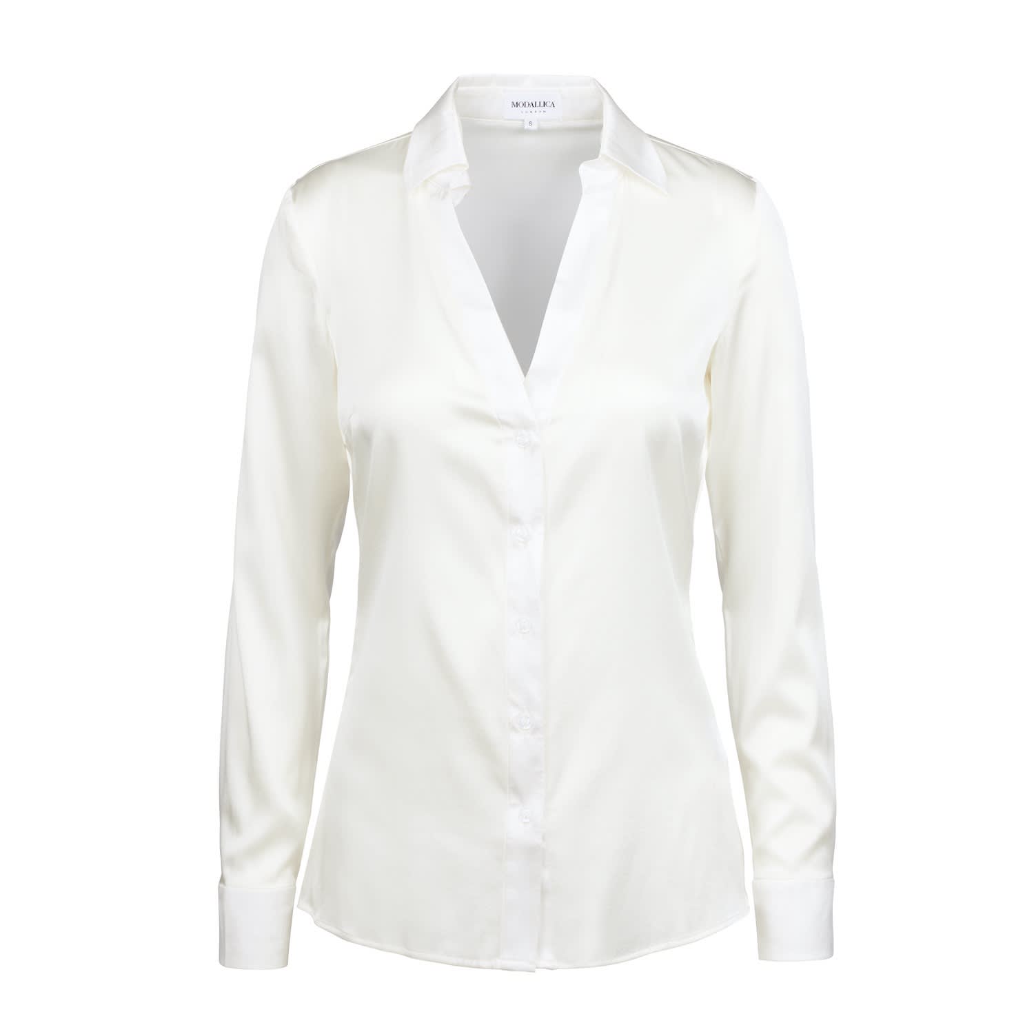 Cora 100% Organic Peace Silk Fitted Shirt With Open Cleavage ...