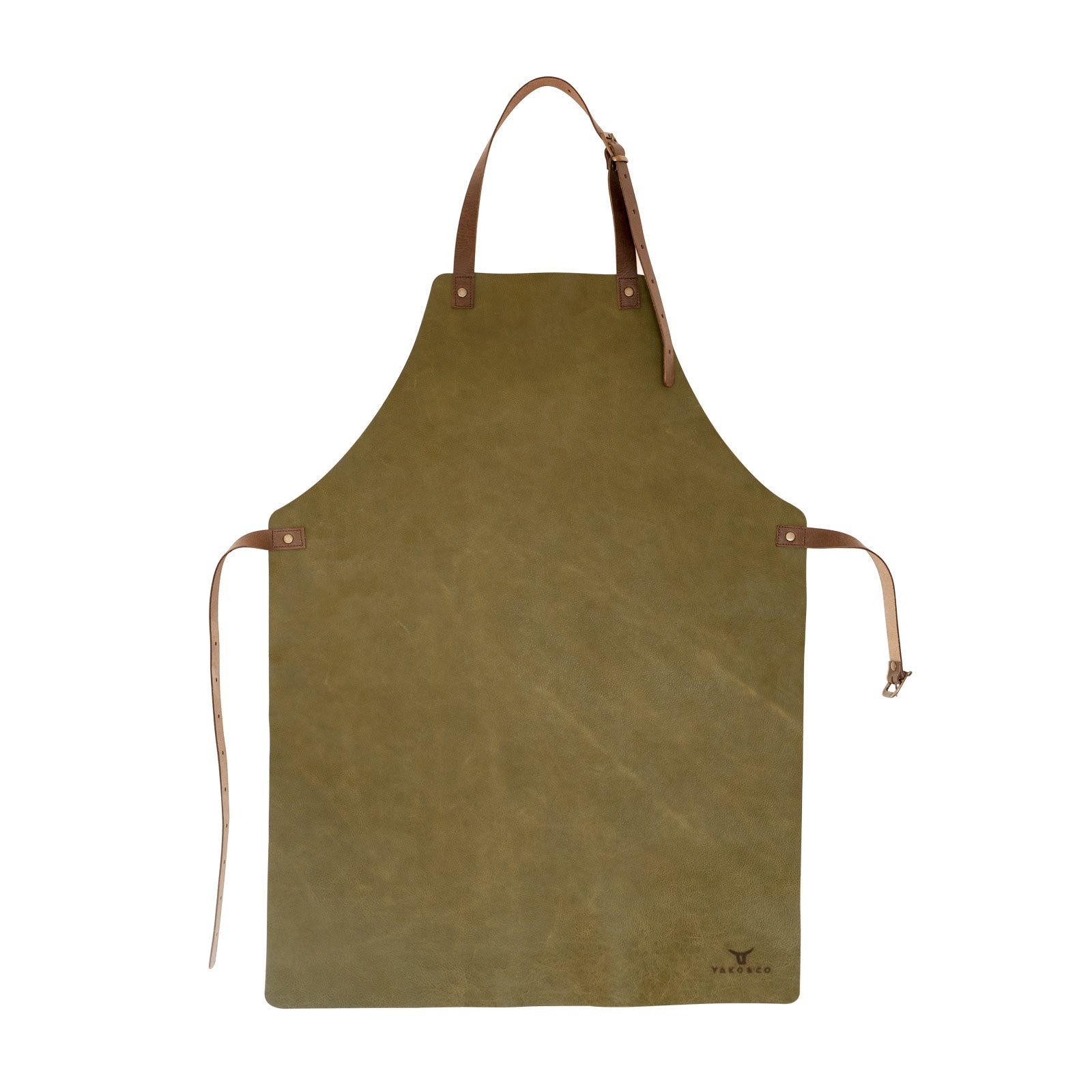 Yako&co Green Genuine Leather Apron - Soft Series - Olive In Green