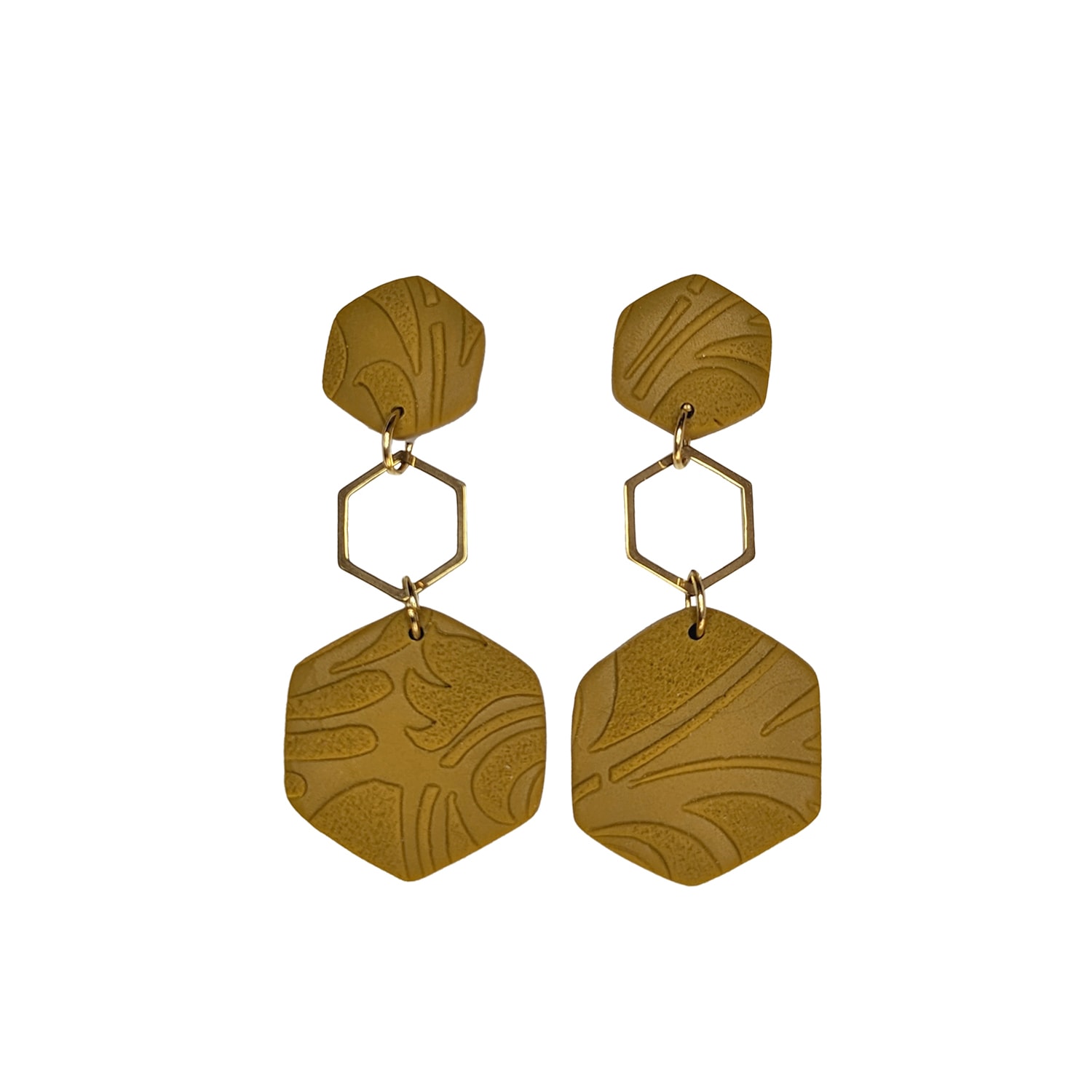 Ziolla Designs Women's Stella Yellow Hexagon Dangle Earrings In Yellow