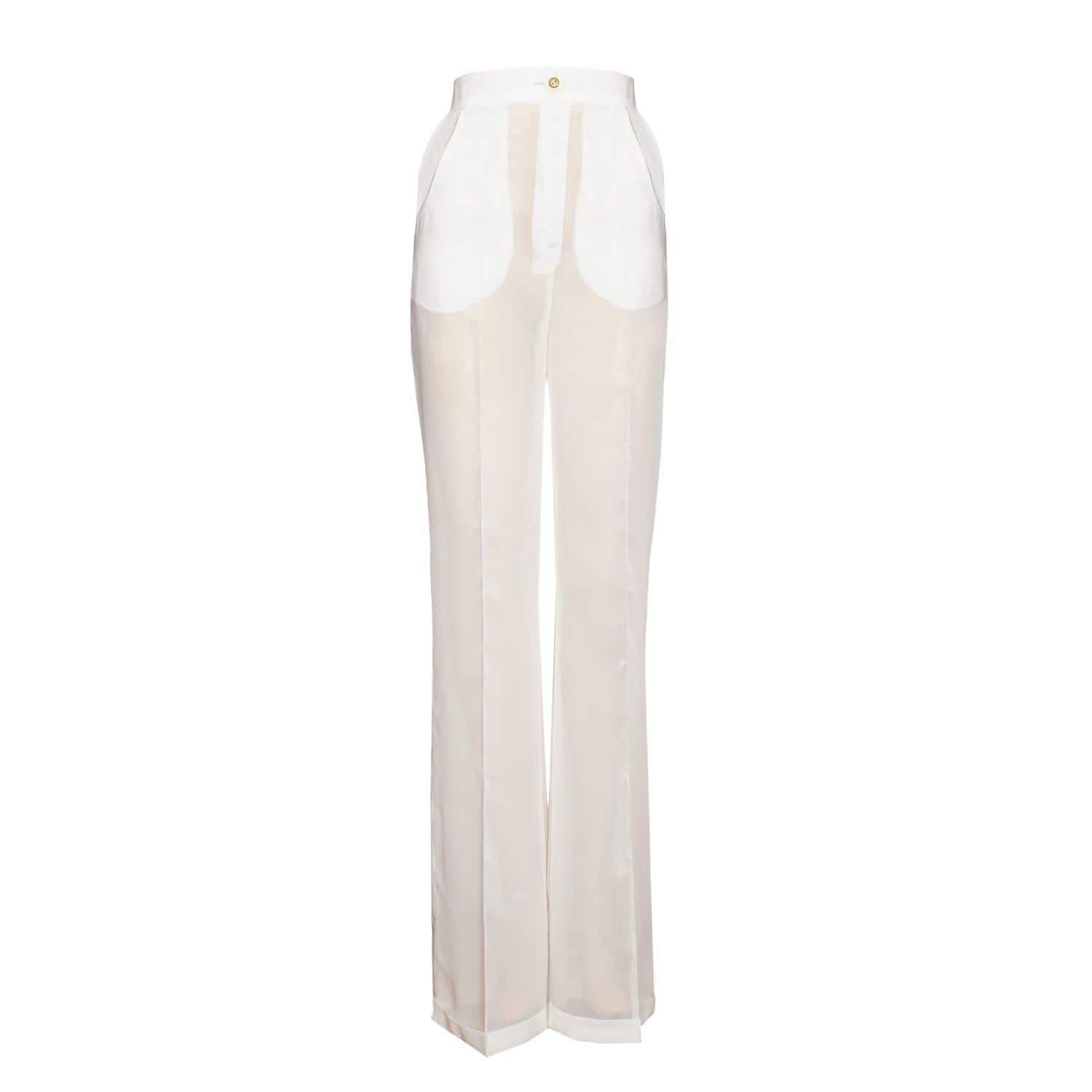 white chiffon trousers