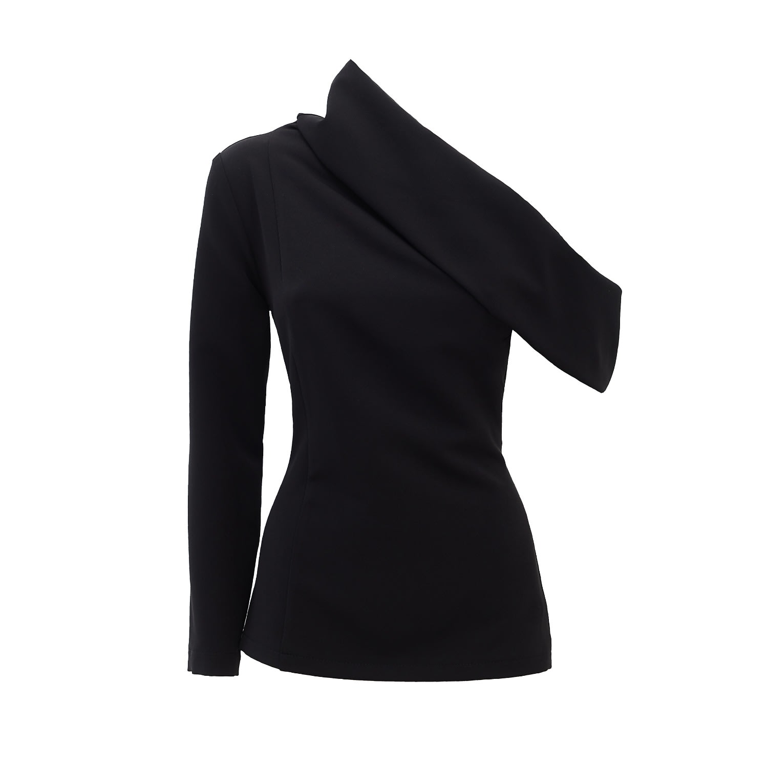 Women’s Cowl-Neck One Shoulder Blouse - Black Small Julia Allert