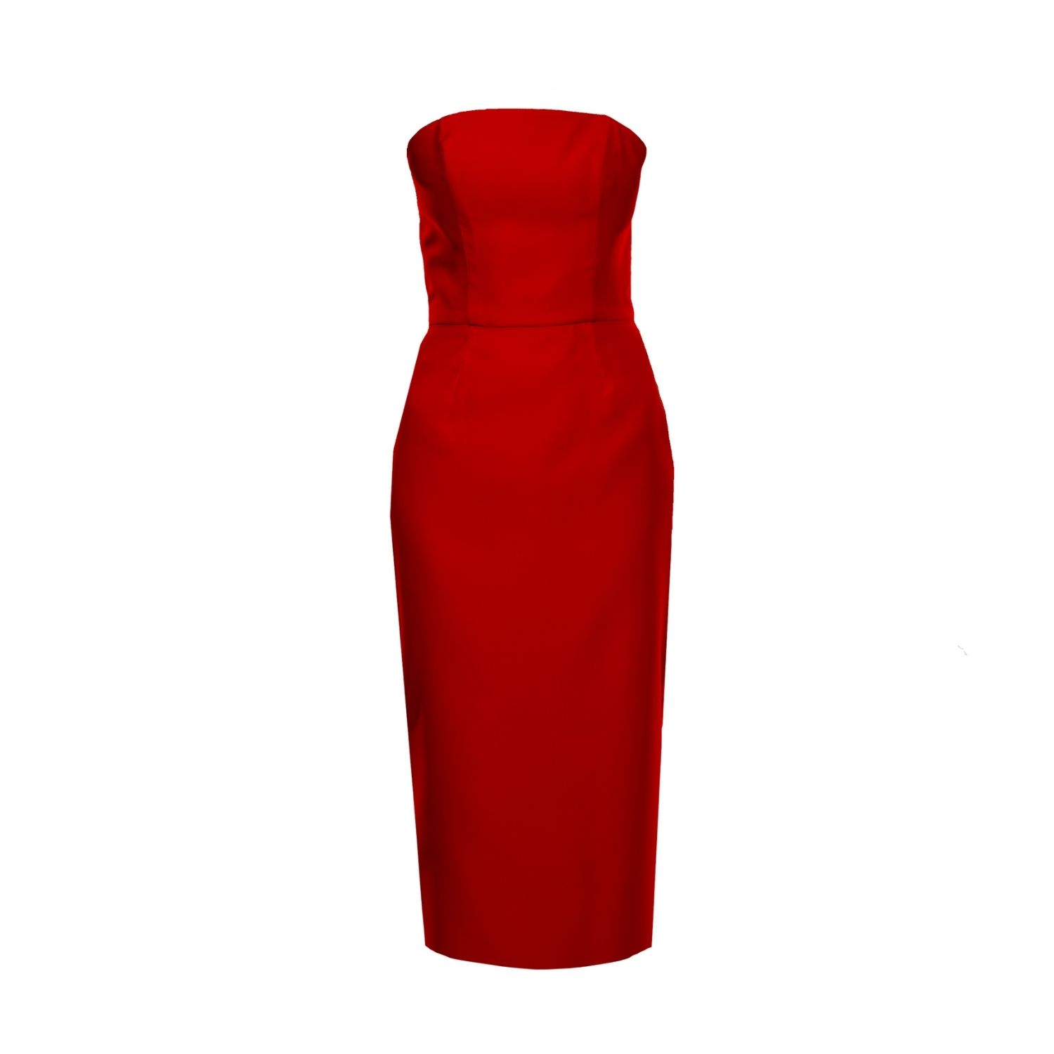 Women's Kira Dress | Strapless Pencil Midi In Red | Small | Baé Special Moments