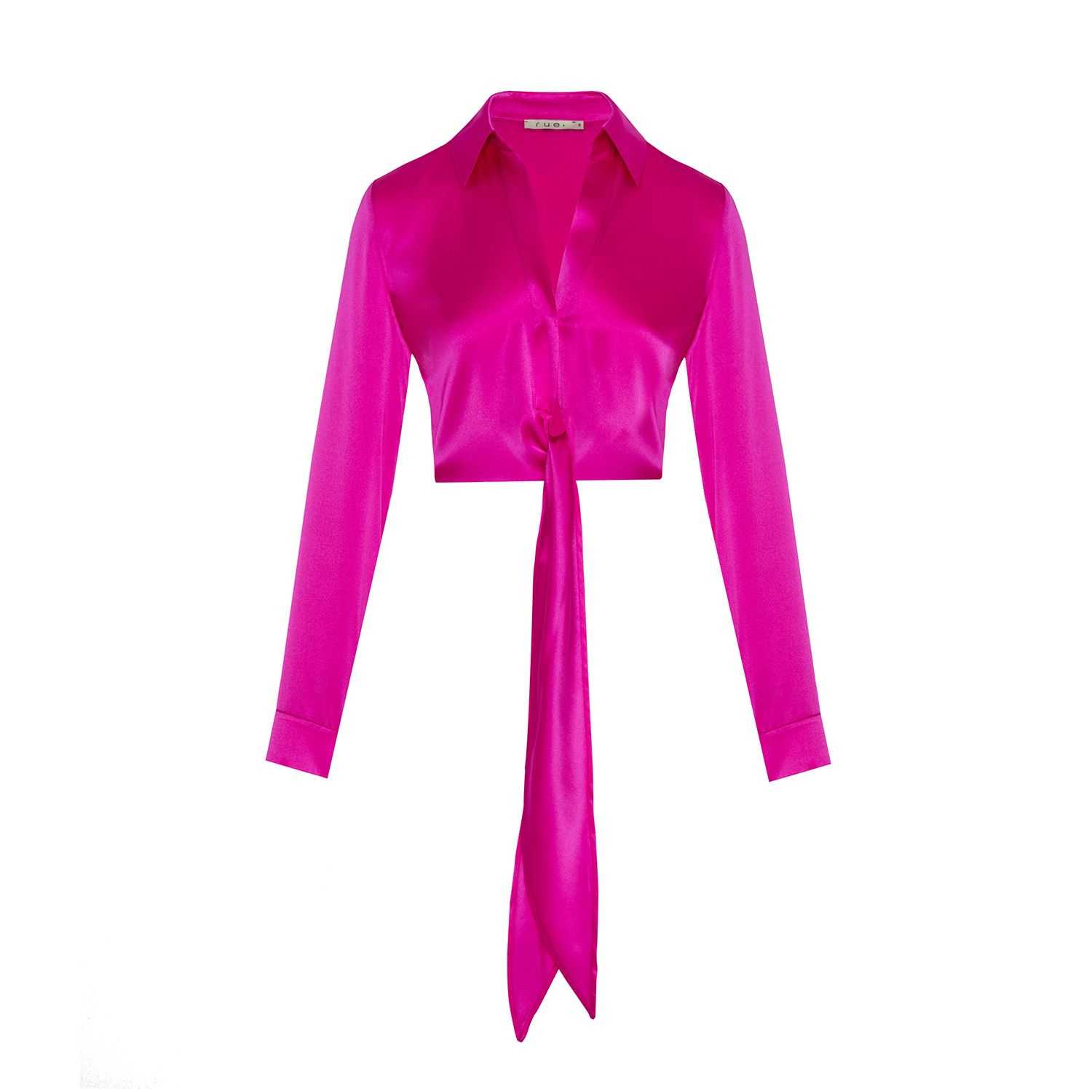 Rue Les Createurs Women's Pink / Purple Tie-on Silk Fuchsia Blouse In Pink/purple