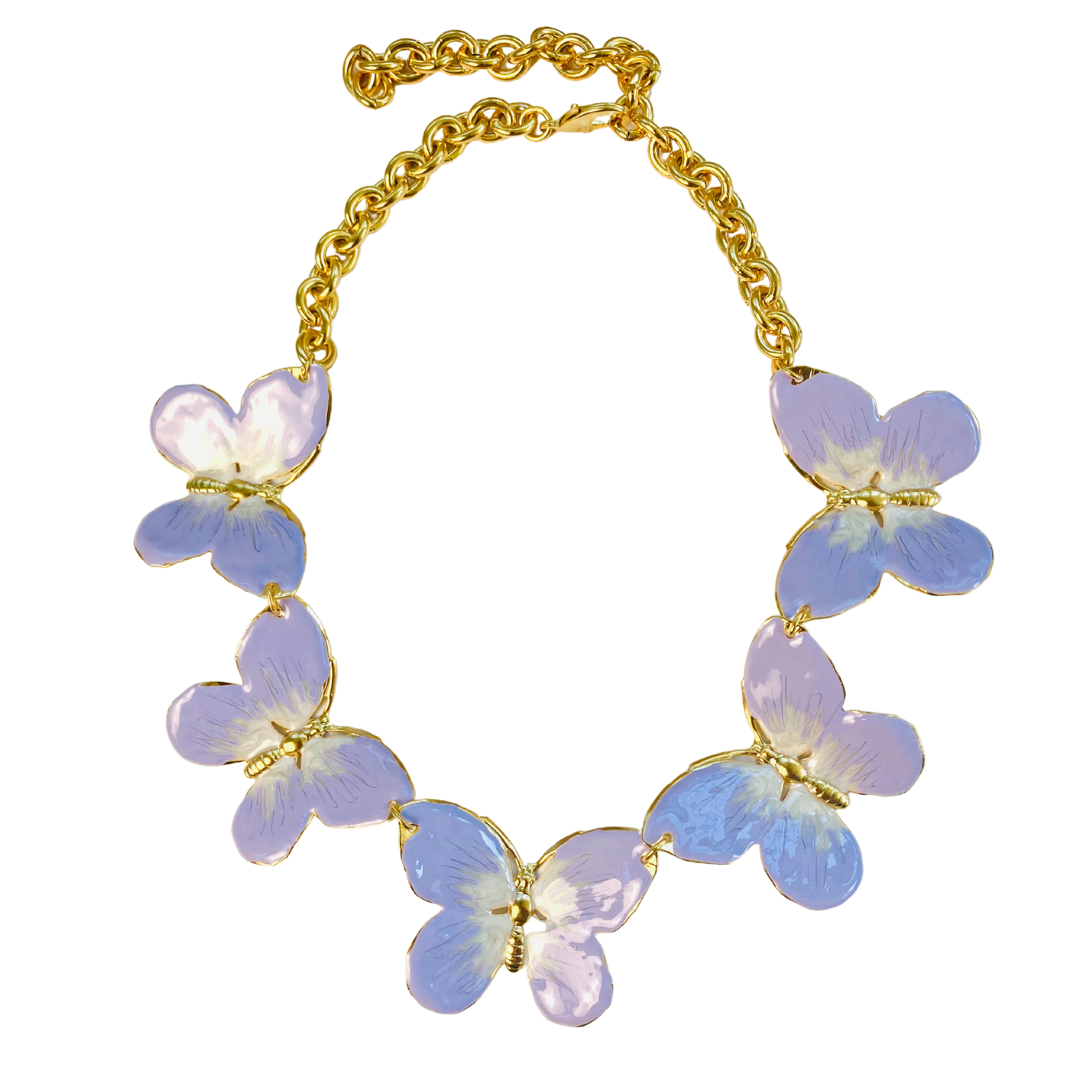 The Pink Reef Women's Pink / Purple Oversized Butterfly Necklace In Lavender In Gold