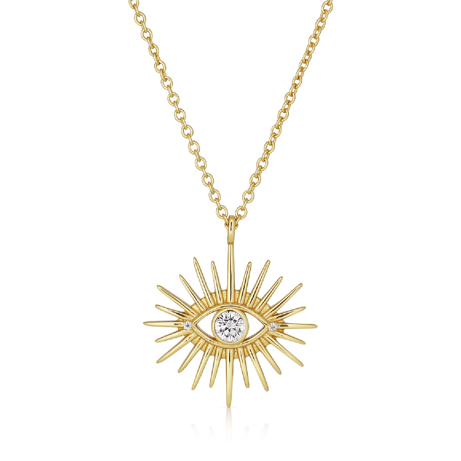Alura Copenhagen Jewellery Women's White / Gold Eclipse Necklace With Eye & Spikes In Multi