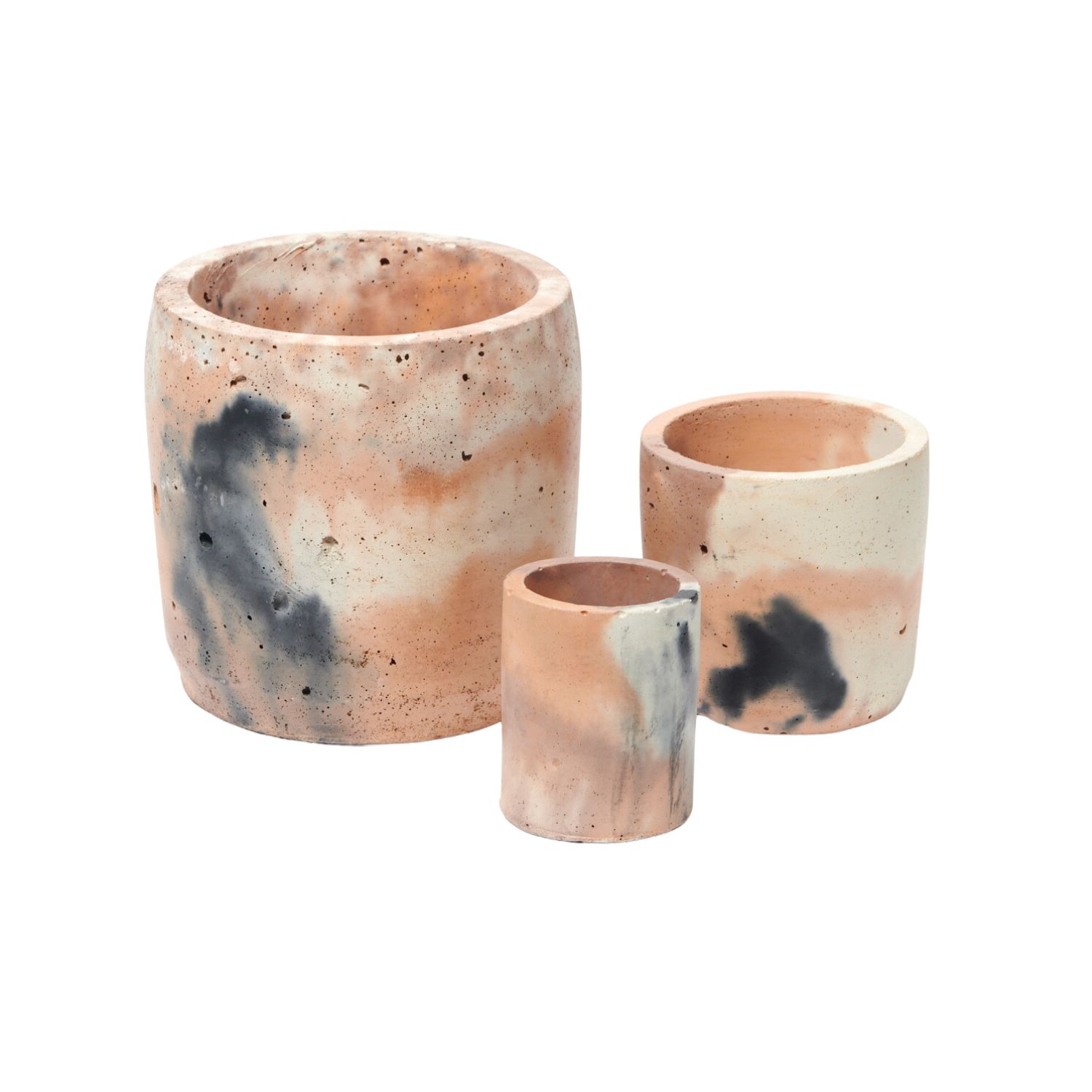 Black / Brown / White Concrete Plant Pot Set - Neutrals Smith & Goat