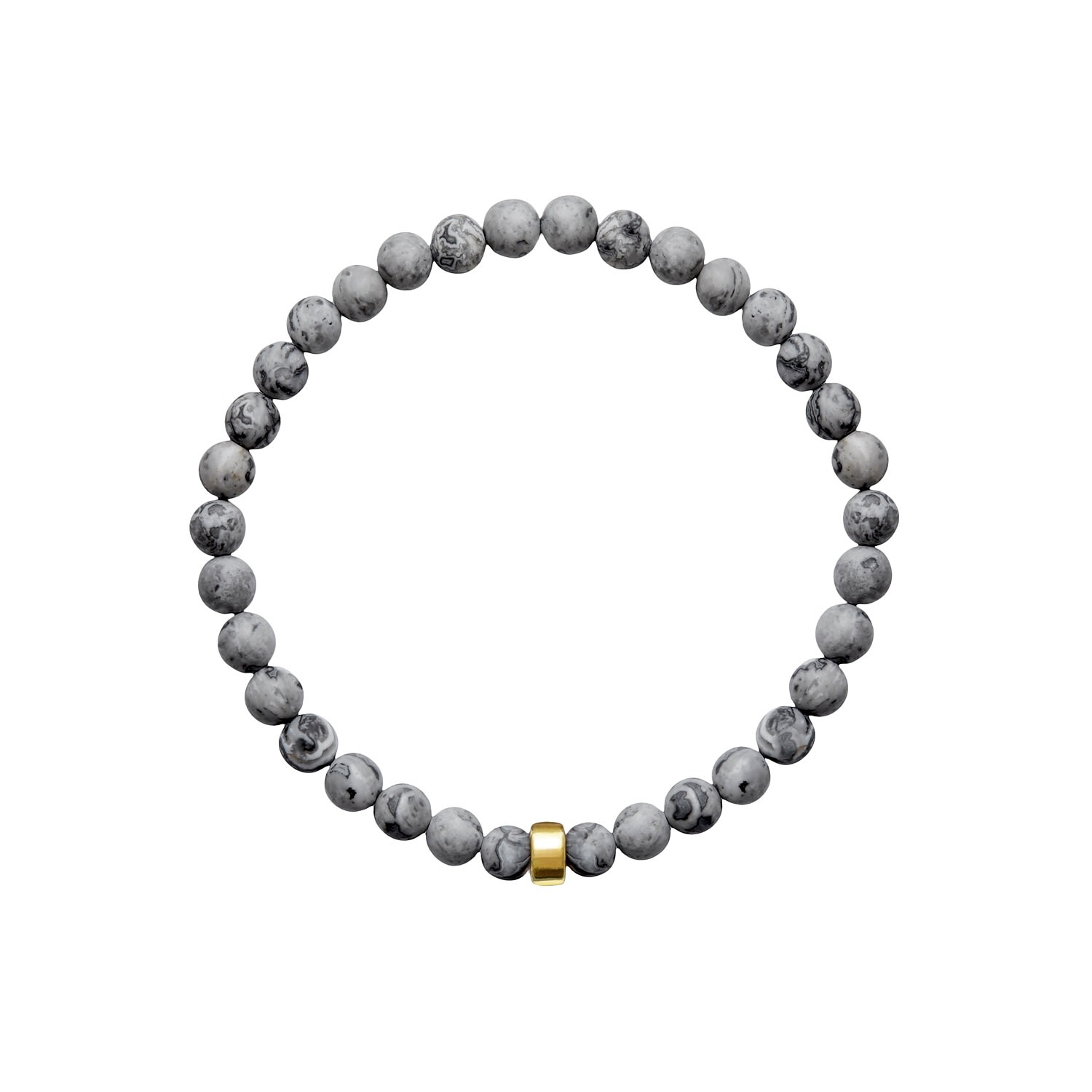 Ora Pearls Gold / Grey Aro Men's Map Jasper Bracelet Gold Bead In Multi