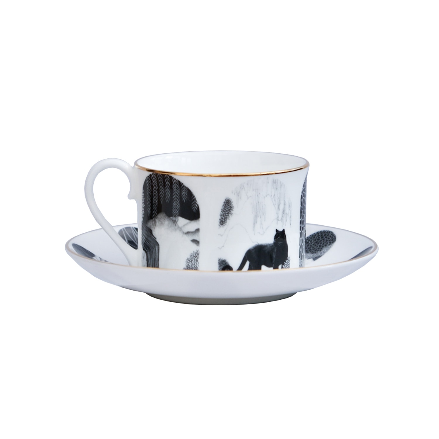 Abi Overland Jersey Black Peeking Fine Bone China Tea Cup And Saucer