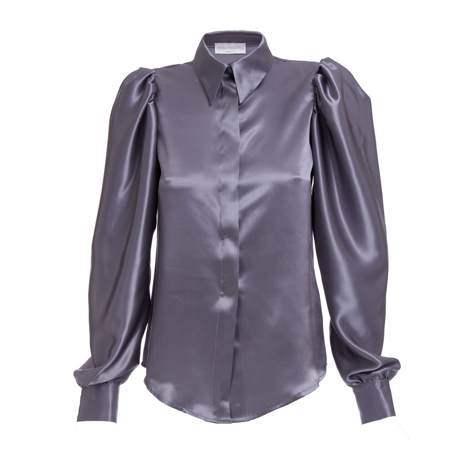 Shop Sofia Tsereteli Women's Grey Silk Blouse