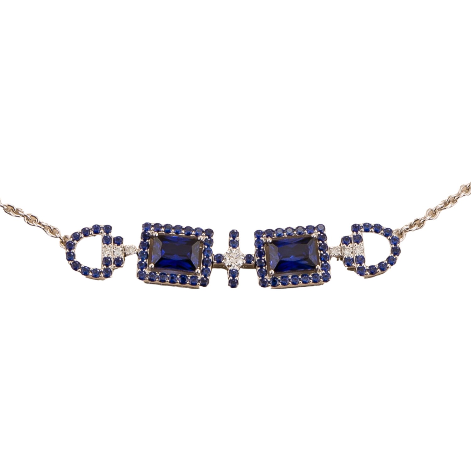 Women’s Blue / White Ciceris White Gold Necklace Blue Sapphires & Diamonds Juvetti