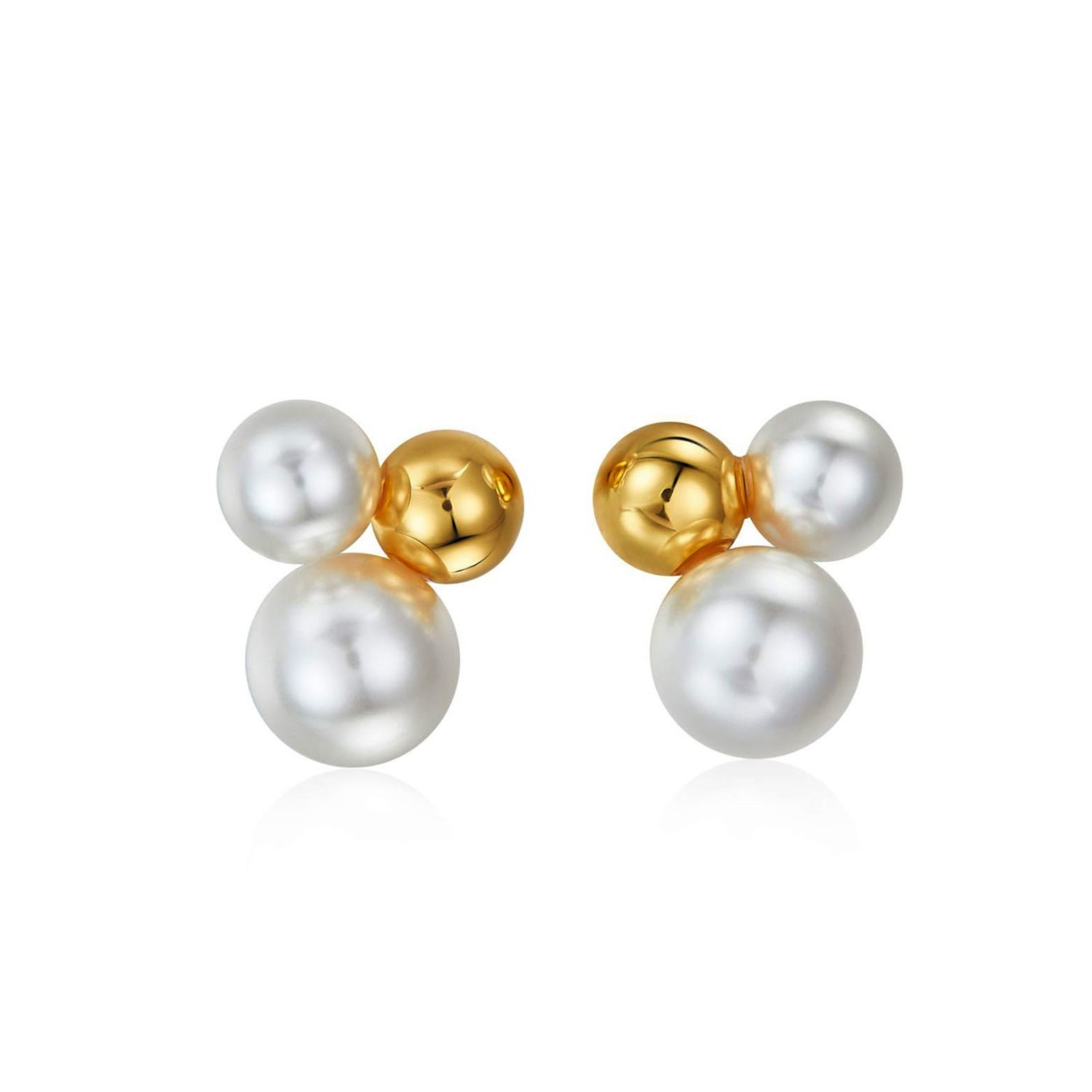 Janus Edinburgh Women's Jemet Trio Freshwater Pearls Gold Vermeil Earrings