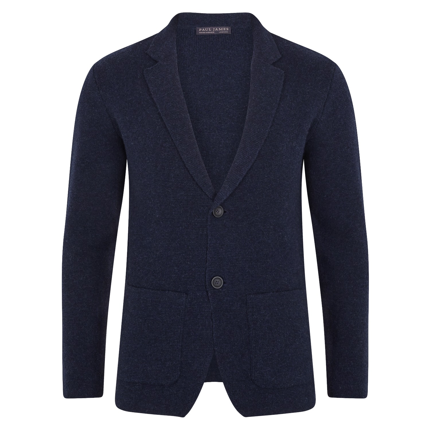Paul James Knitwear Mens Midweight Lambswool Benedict Knitted Blazer - Oxford Blue