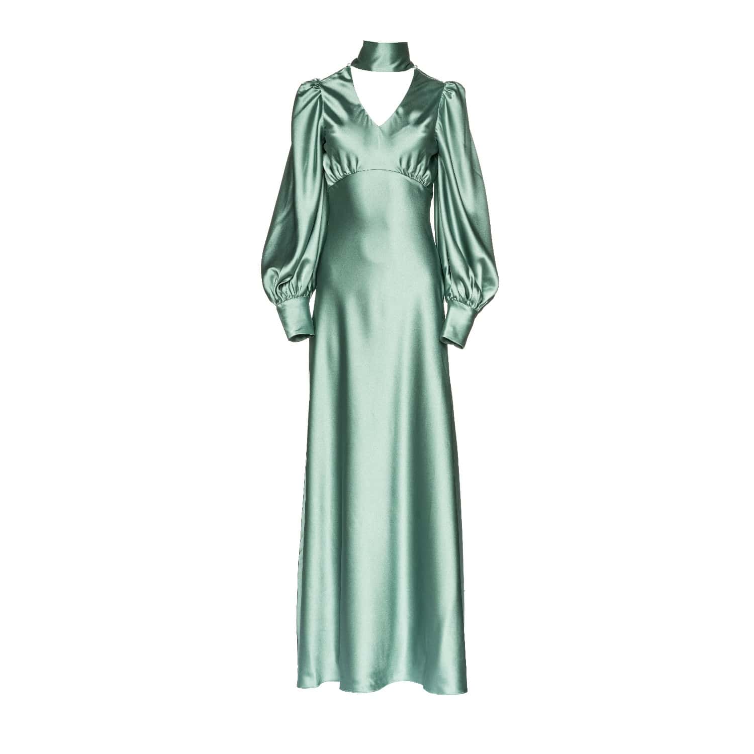 Morgan Full-Sleeve Silky Dress Sea Foam | Vasiliki Atelier | Wolf & Badger