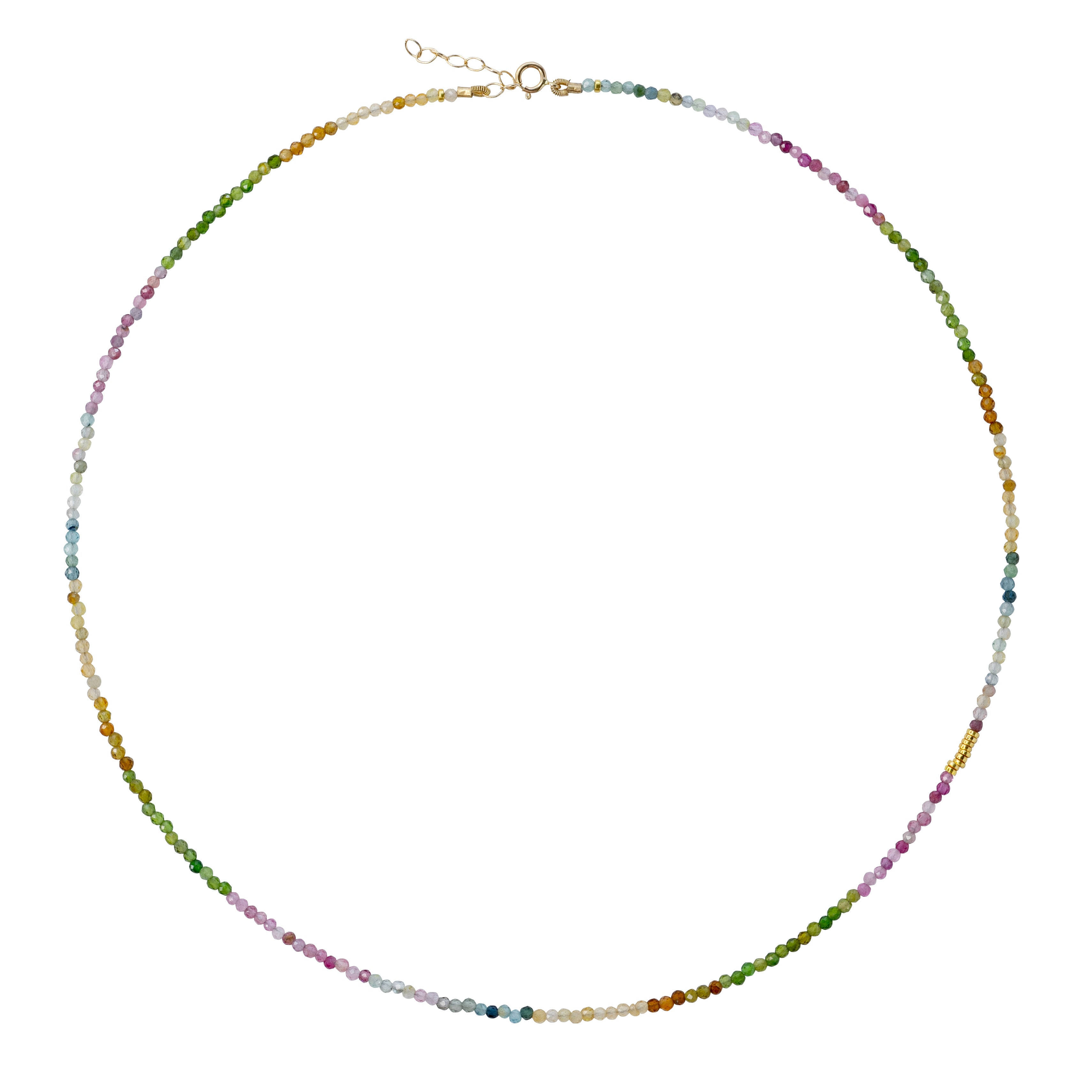 Bombyx House Women's Green / Blue / Pink Tiny Rainbow Tourmaline Necklace Gold In Multi