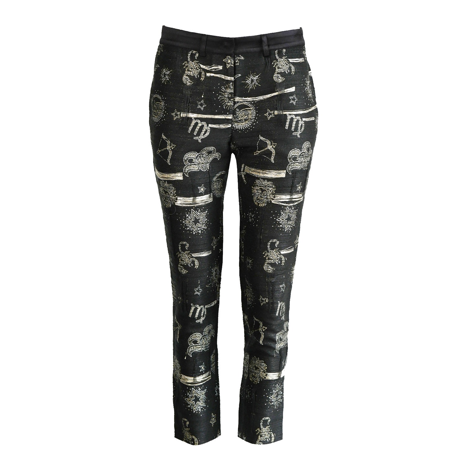 Geegee Collection Women's Gold / Black Zodiac Trousers Black In Gold/black