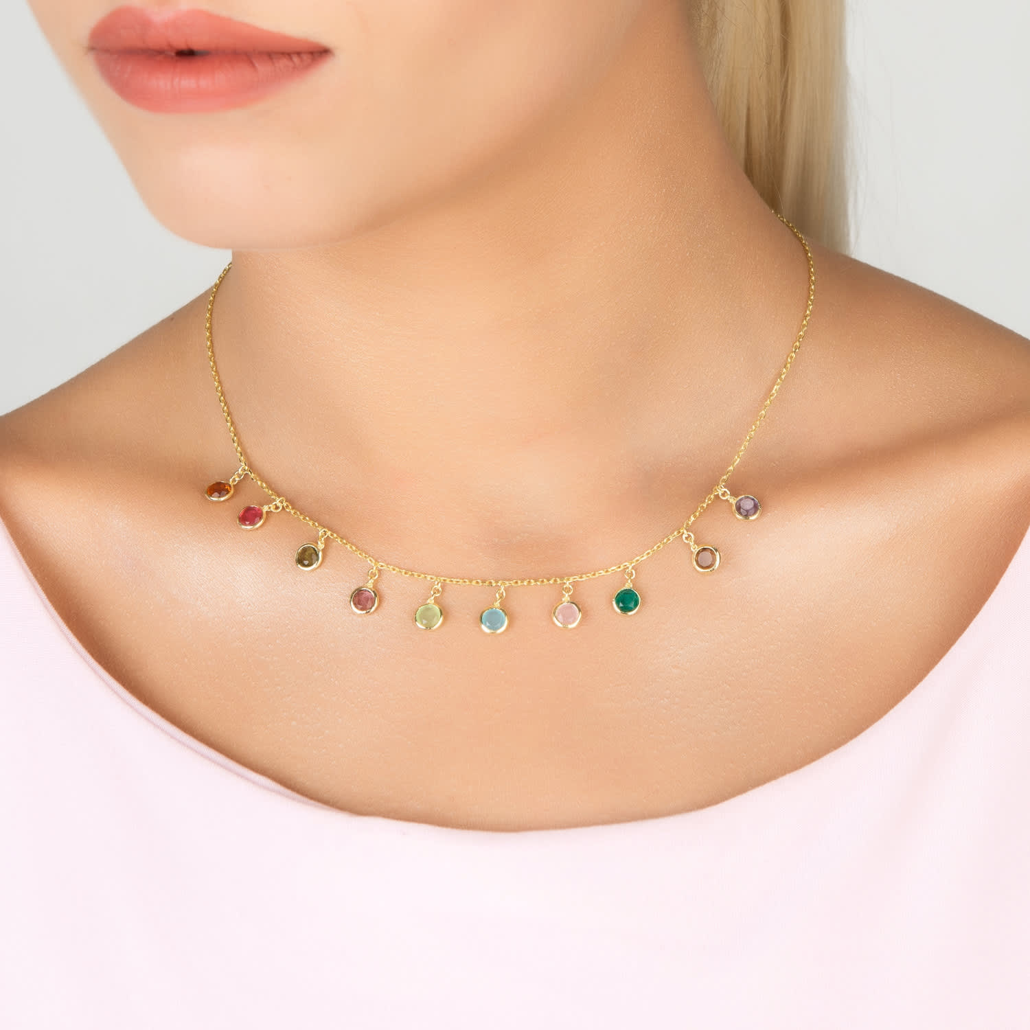 Colorful shop gold necklace