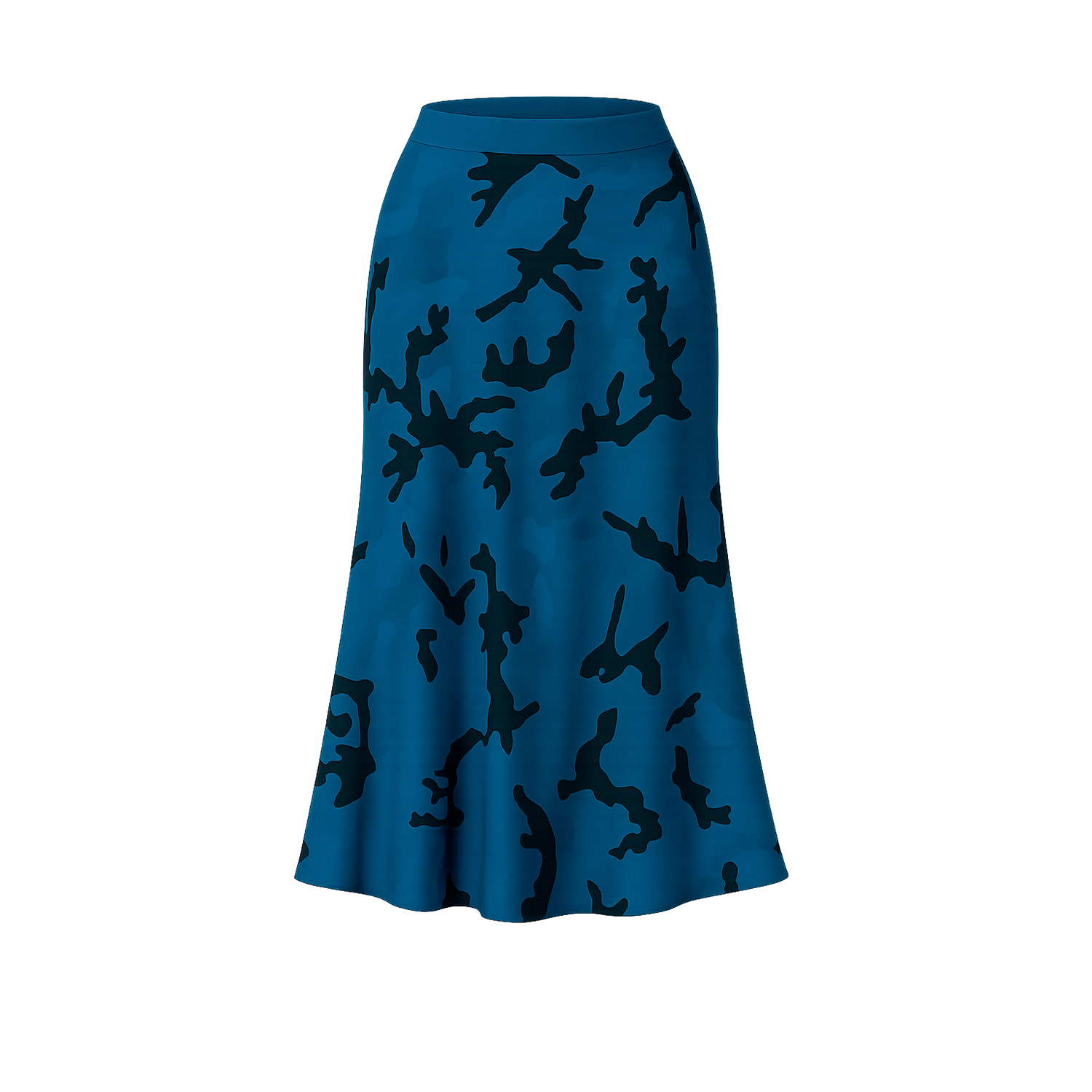Tantra Spain Sl Women's Blue Printed Midi Skirt With Silk,  Flounce In Blue