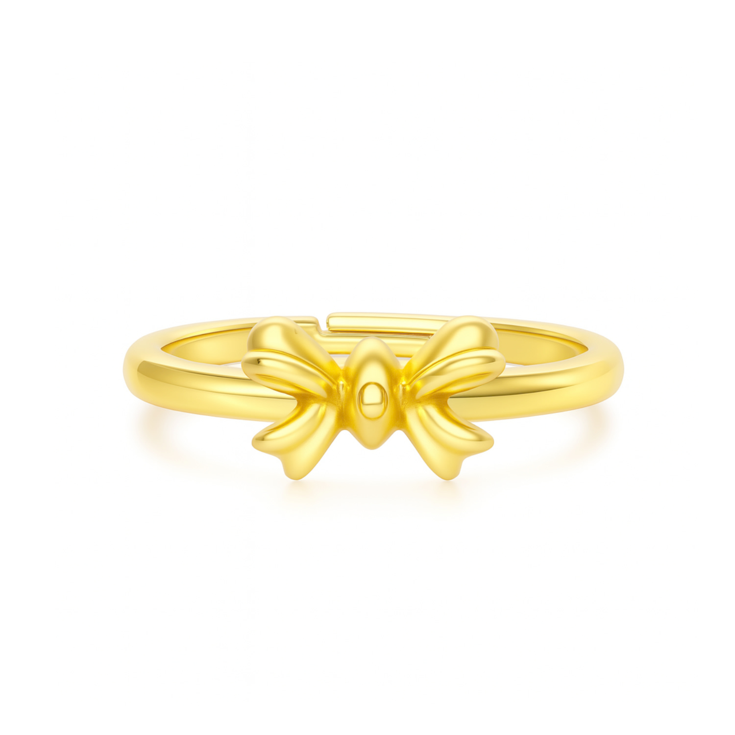 Unaloe Women's Adjustable Bow Ring In Sterling Silver With Gold Plated  -  Symbol Of Grace And Emotio In Gold