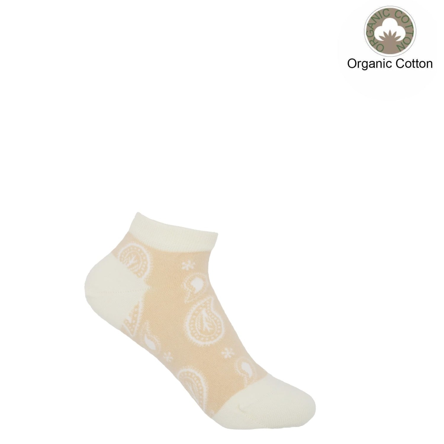 Peper Harow - Made In England Neutrals Paisley Women's Trainer Socks – Beige