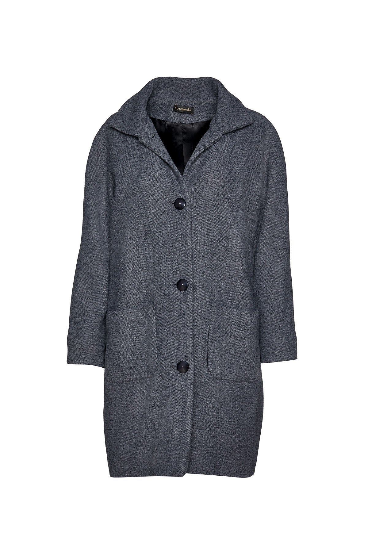 Conquista Women's Wool Blend Grey Melange Coat By  Fashion In Grey