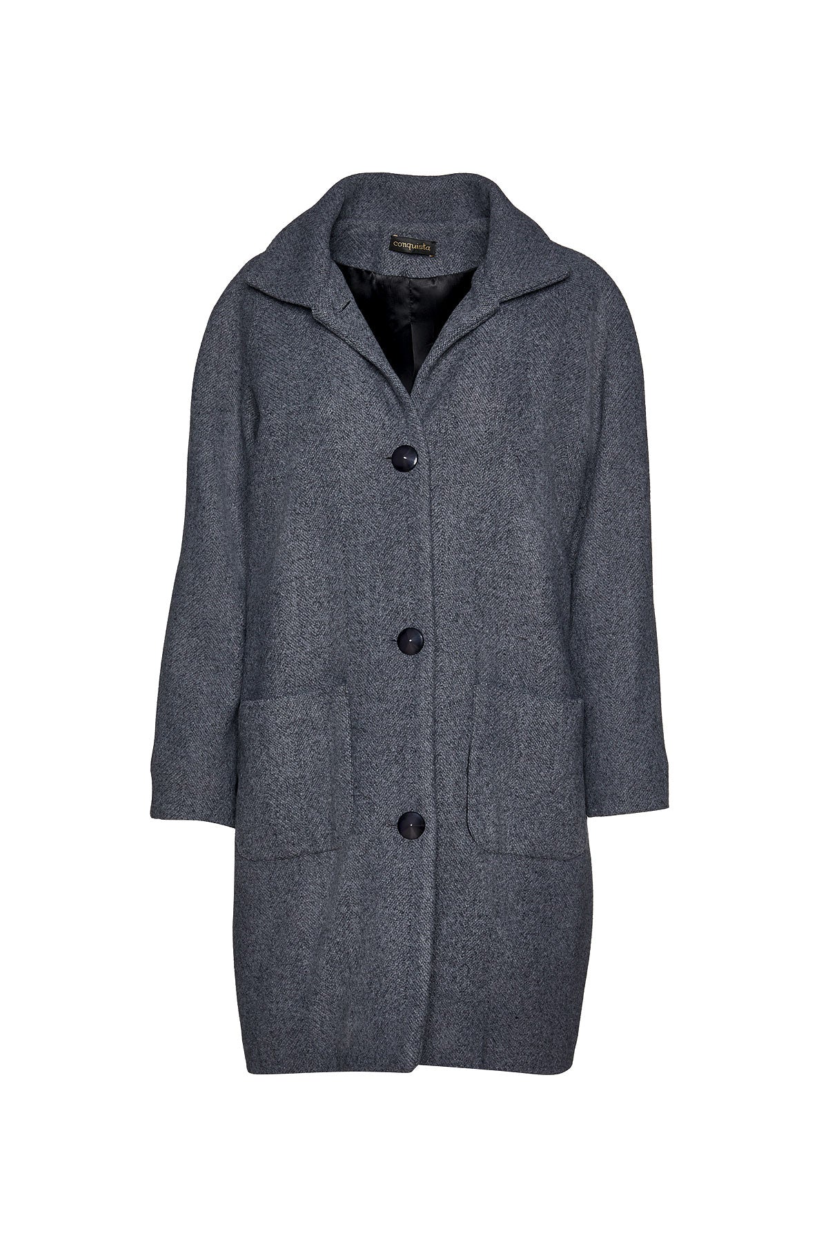 Women’s Wool Blend Grey Melange Coat By Conquista Fashion M