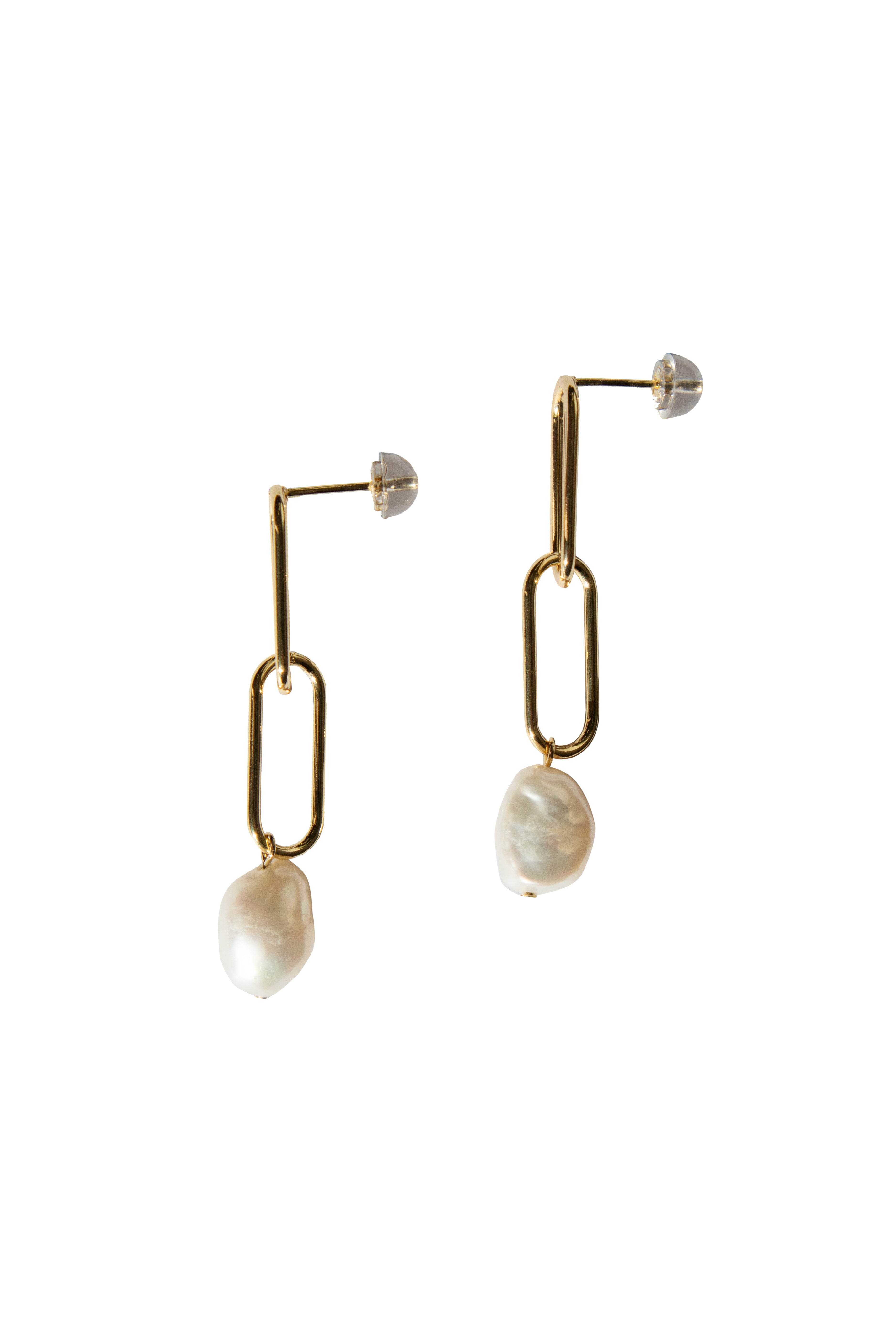 Seree Carla Pearl Drop Earrings In Gold