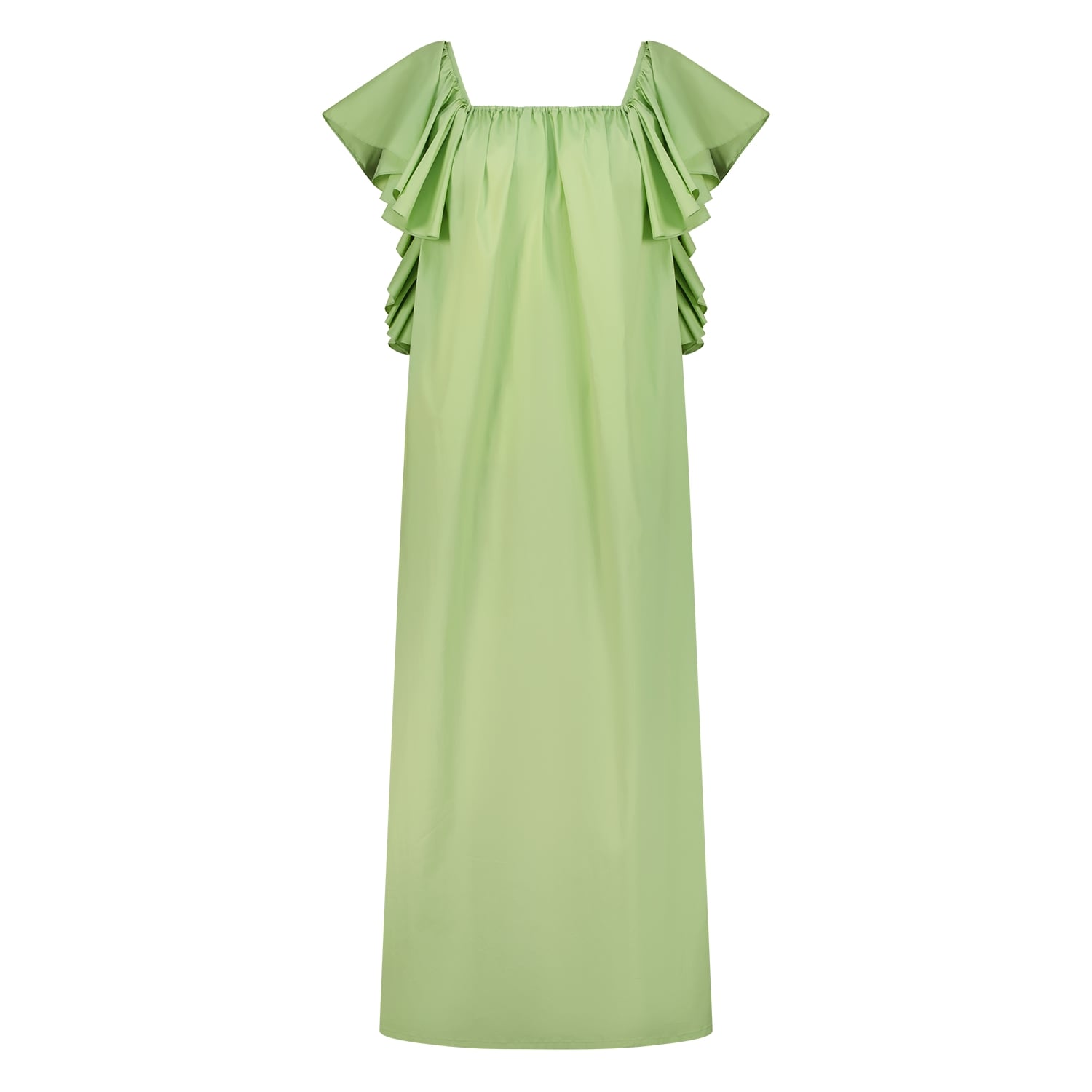 Azzalia Women's Maxi Style Dress With Flared Sleeve -lettuce Green In Green