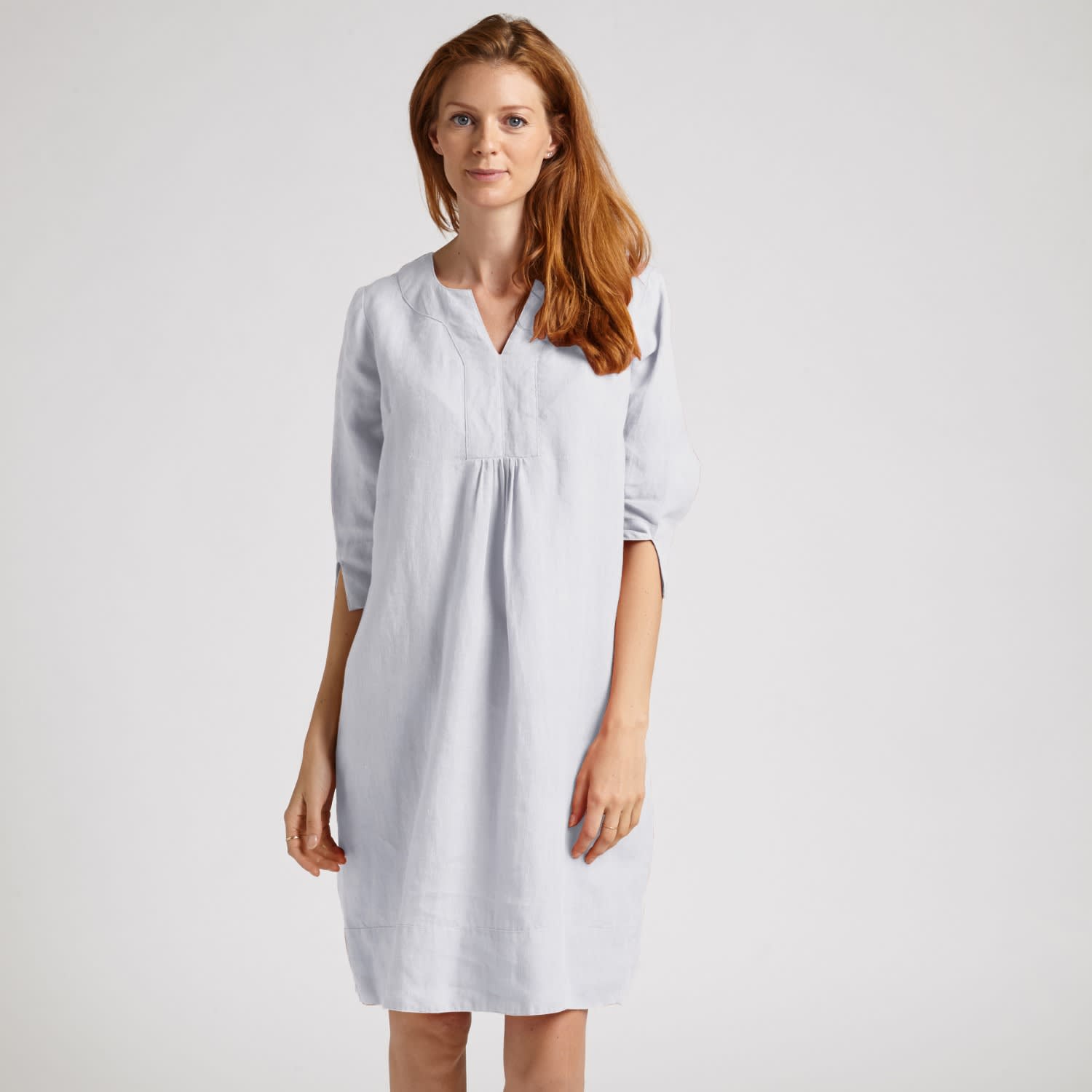 powder blue linen dress