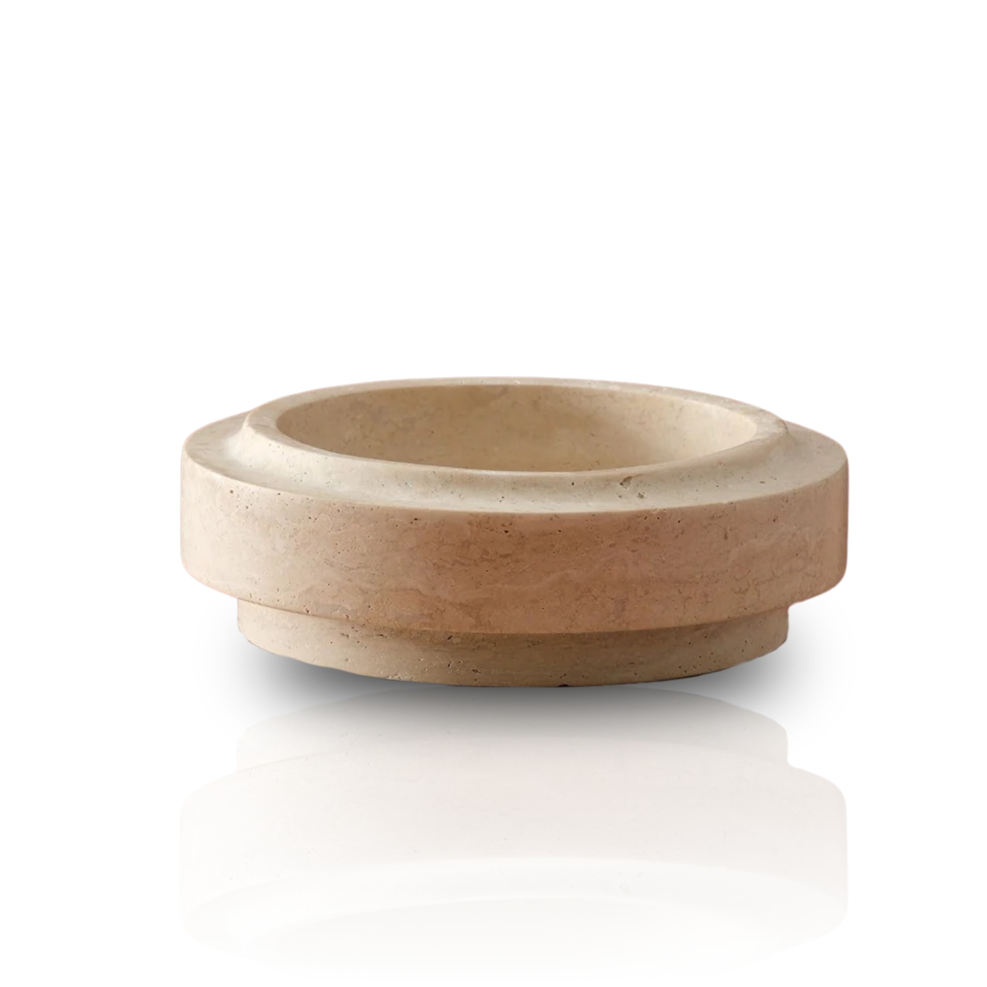 Marleth Neutrals Handmade Travertine Pedestal Bowl – Sculptural Decorative Stone Vessel