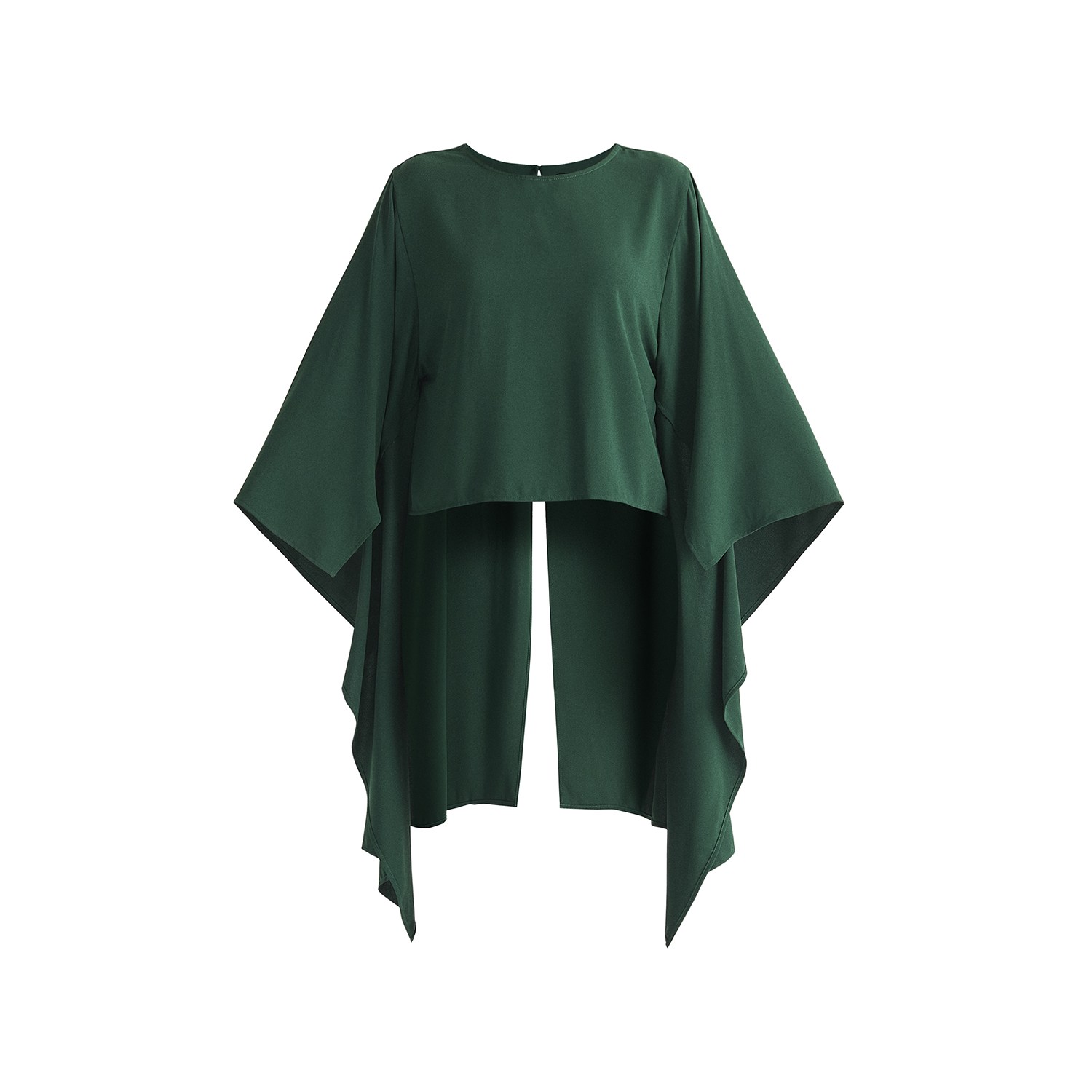 Paisie Women's Round Neck Cape Top In Dark Green In Green