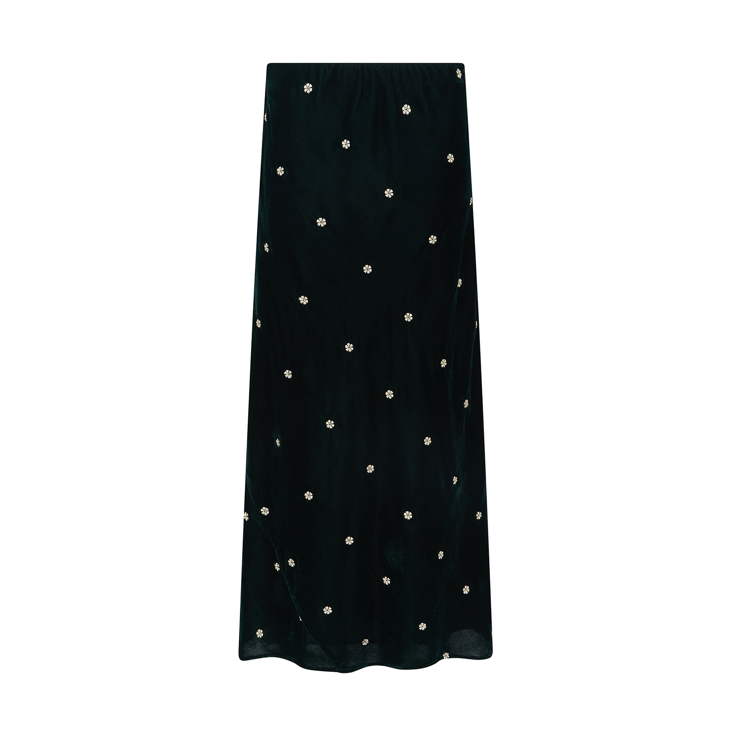 Rose & Nancy Women's Mila Green Velvet Embroidered Skirt In Green