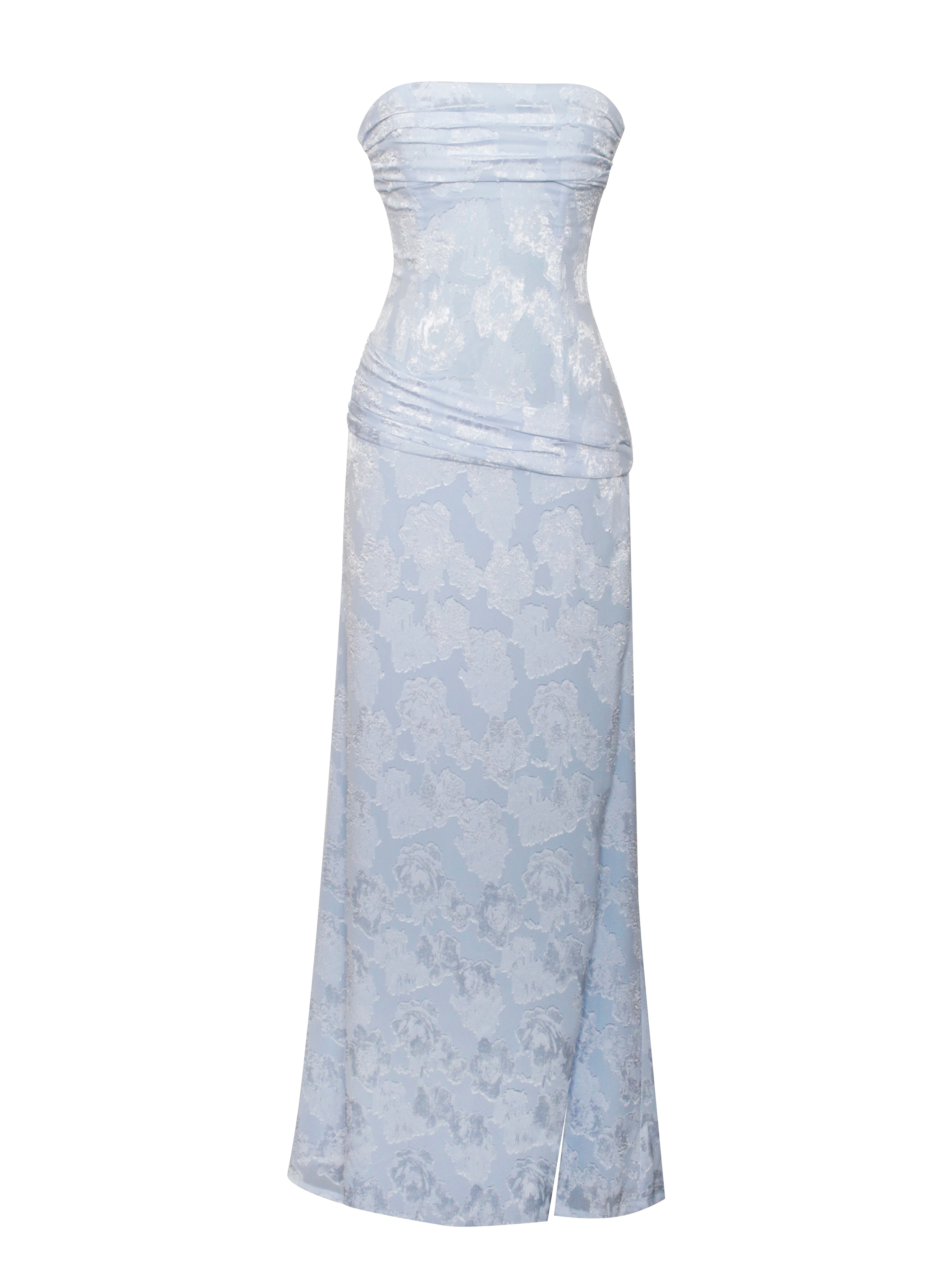 Women's Xatia Baby Blue Jacquard Textured High Slit Maxi Dress | Extra Large | Miss Circle New York