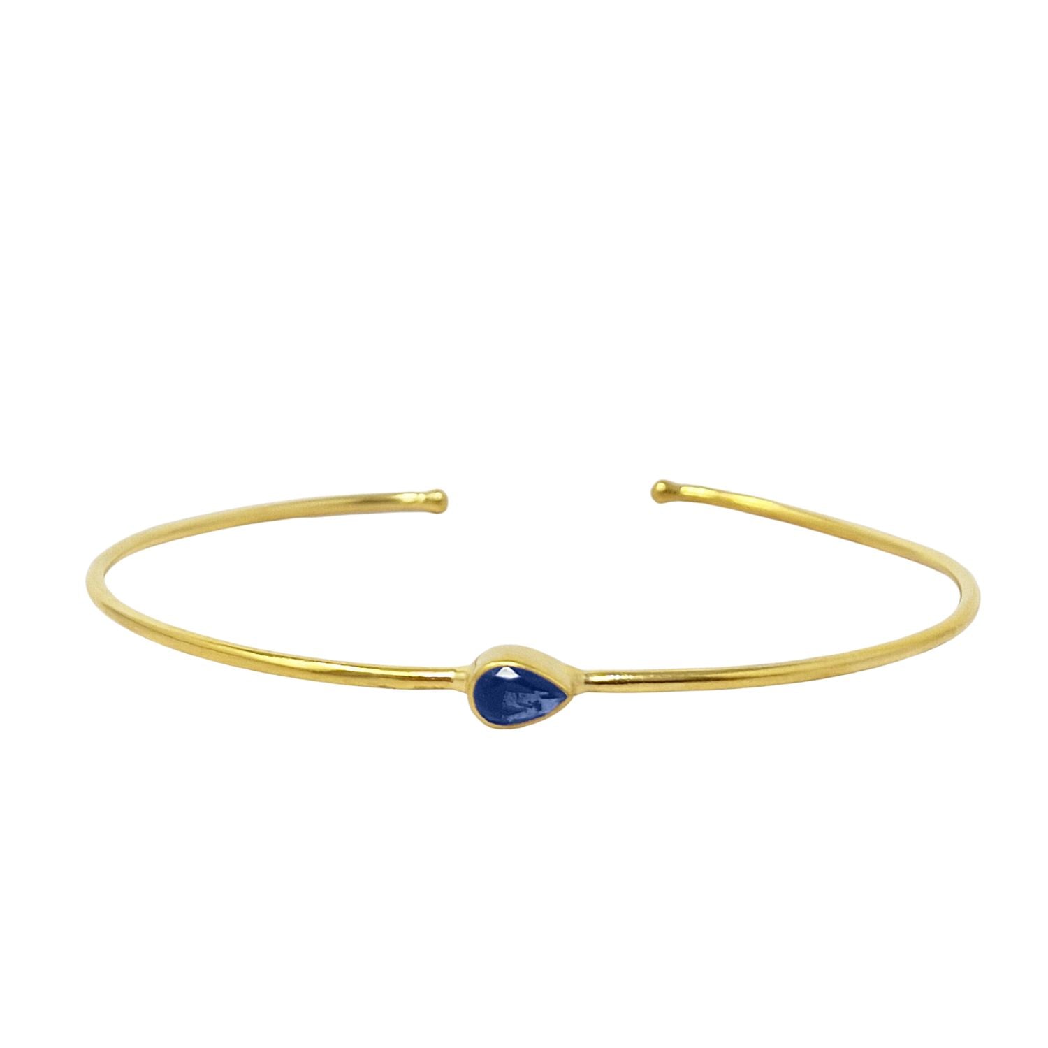 Women’s Blue / Gold Blue Topaz December Birthstone Gold Plated Bangle Harfi