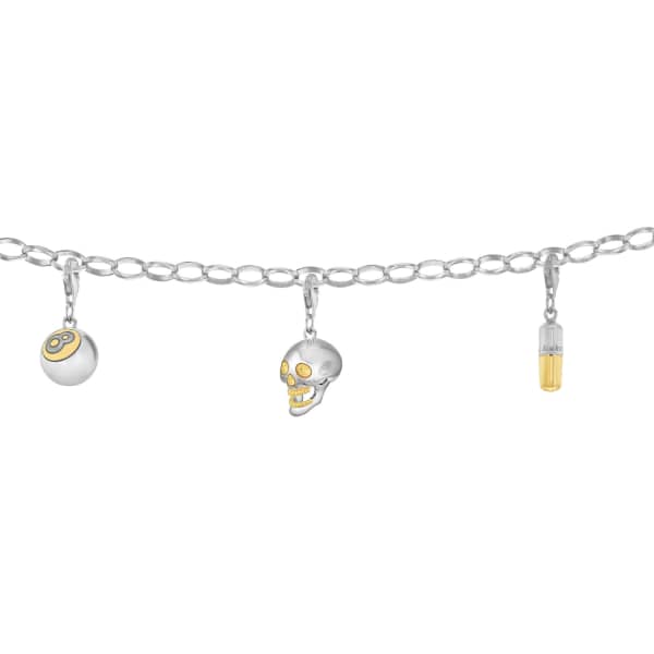 True Rocks Mixed Metal Skull Charm Silver/gold