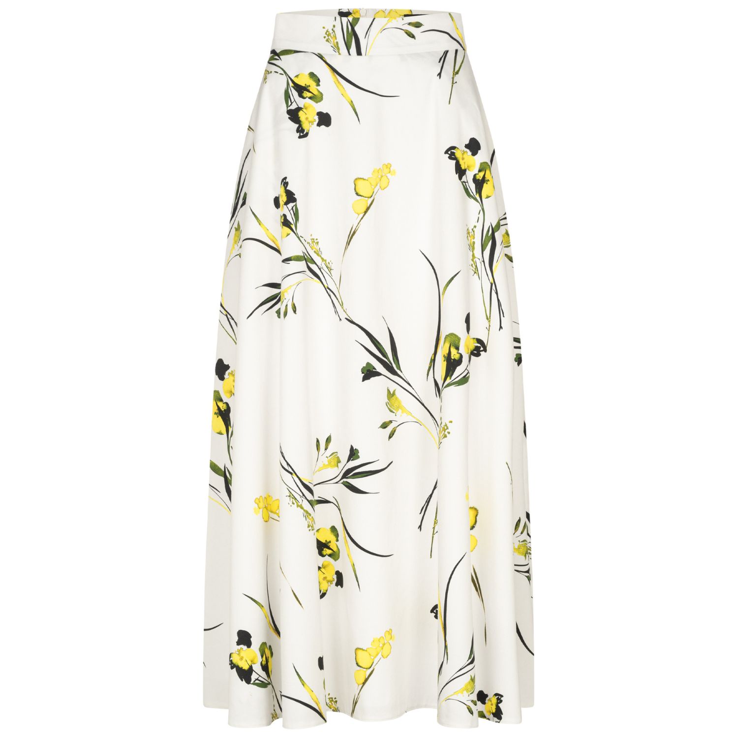 Women's White Canola Blossom Print Maxi Skirt | Extra Small | Marianna Déri