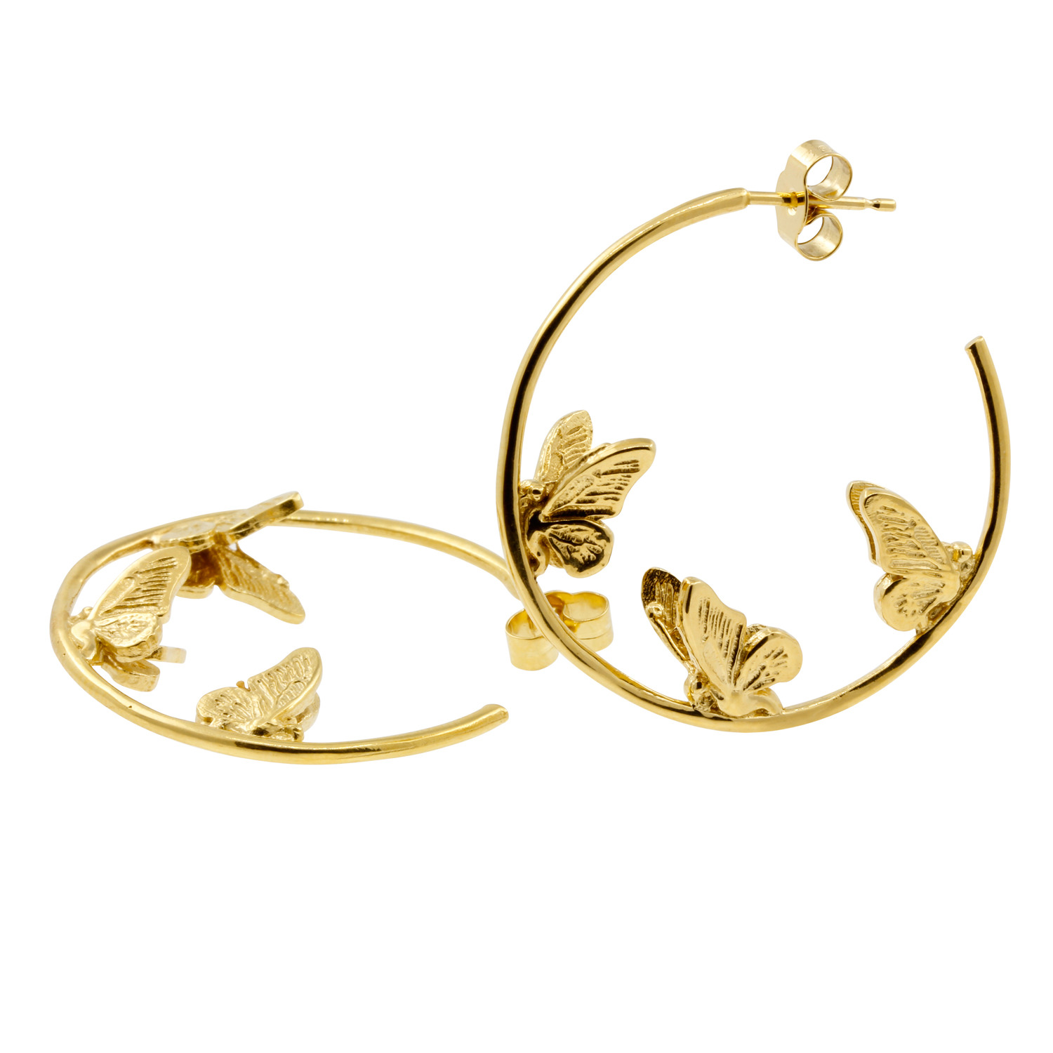 Butterfly Hoop Earrings Gold Lee Renee Wolf Badger