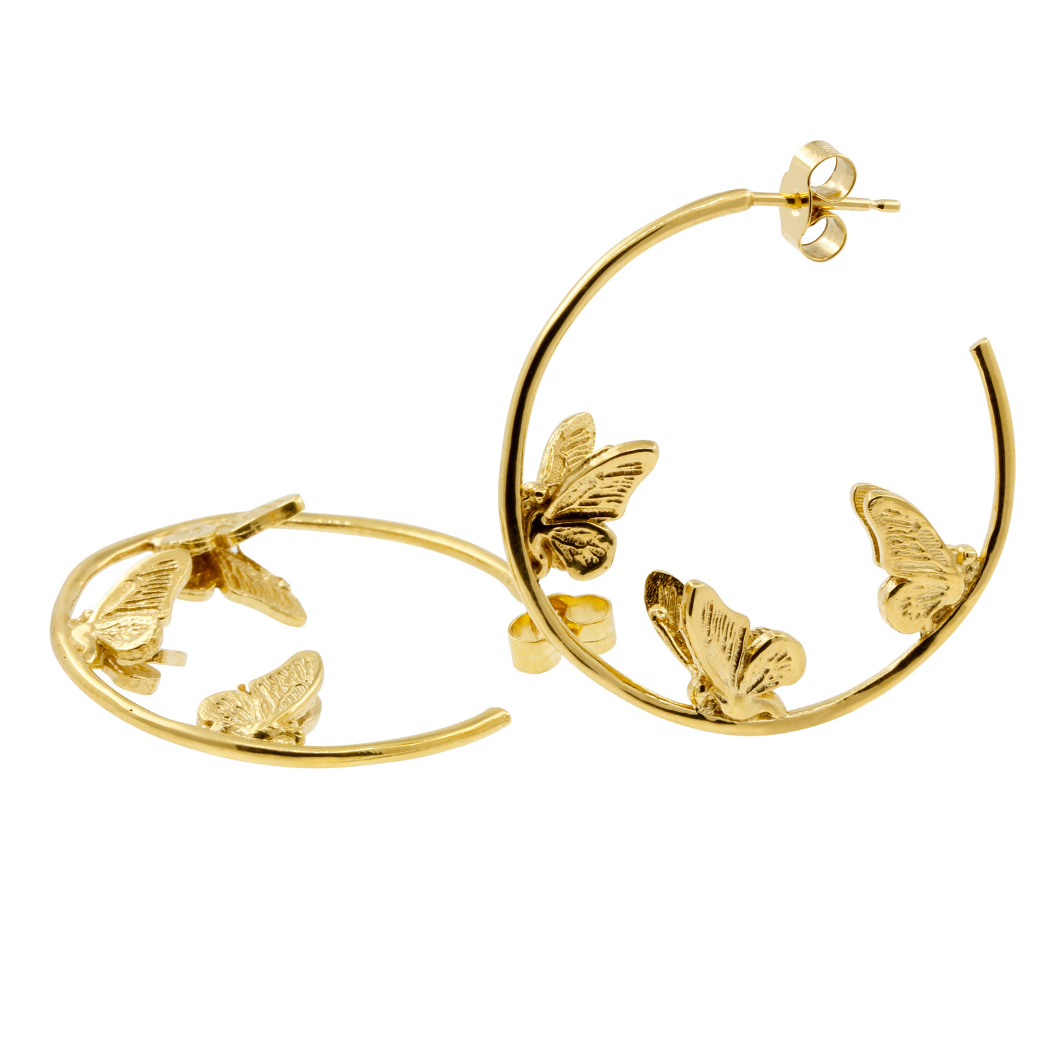 Hoop Earrings with Aspen Gold Butterflies