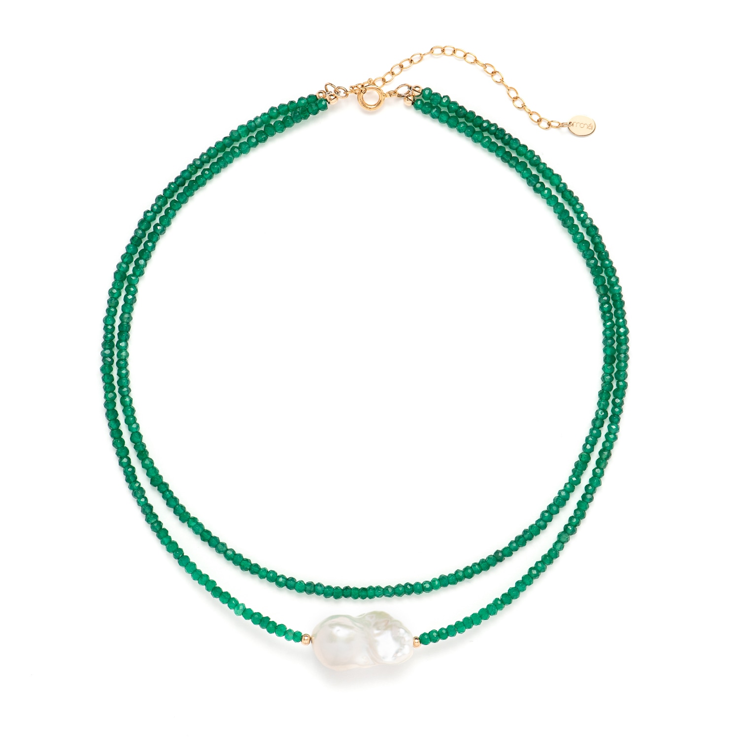 Monái Women's Green / White Baroque Pearl Green Onyx Necklace In Multi