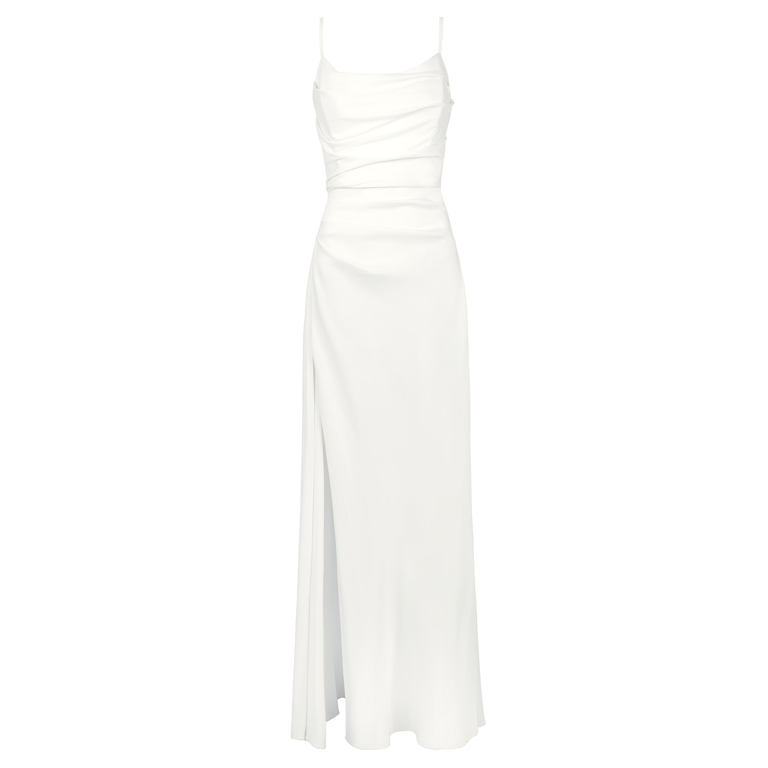 Alina Cernatescu Women's Nereide White Maxi Dress Drapery On The Bust And Skirt In White