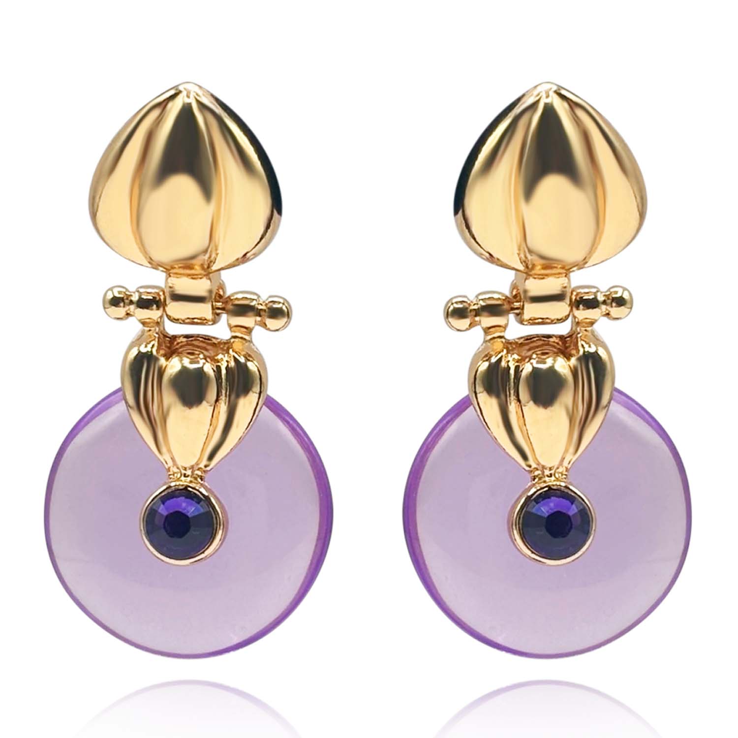 Michael Nash Jewelry Women's Pink / Purple Gold Drop Earring With Amethst Resin Drop