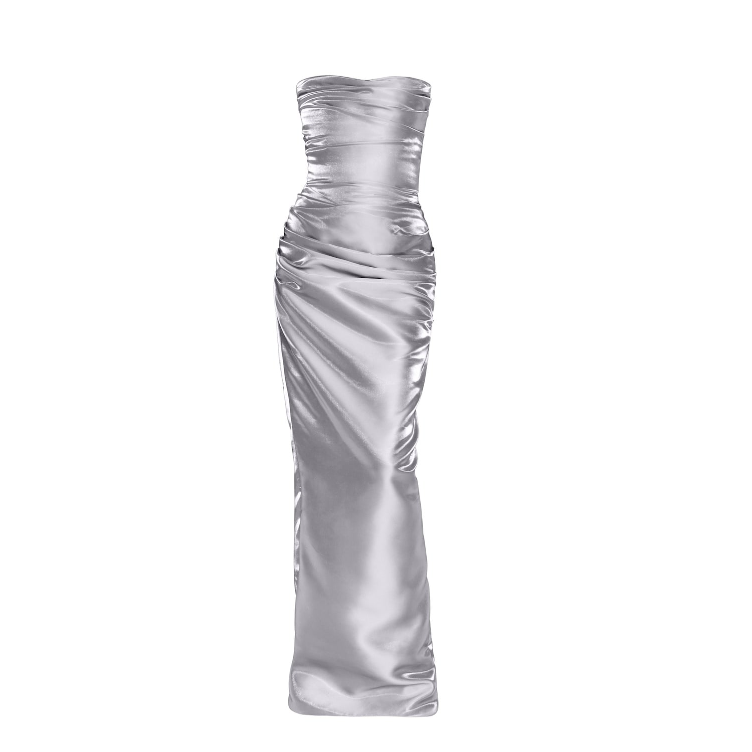 MODA GLAM WOMEN'S TALIA STRAPLESS CORSET GOWN- SILVER