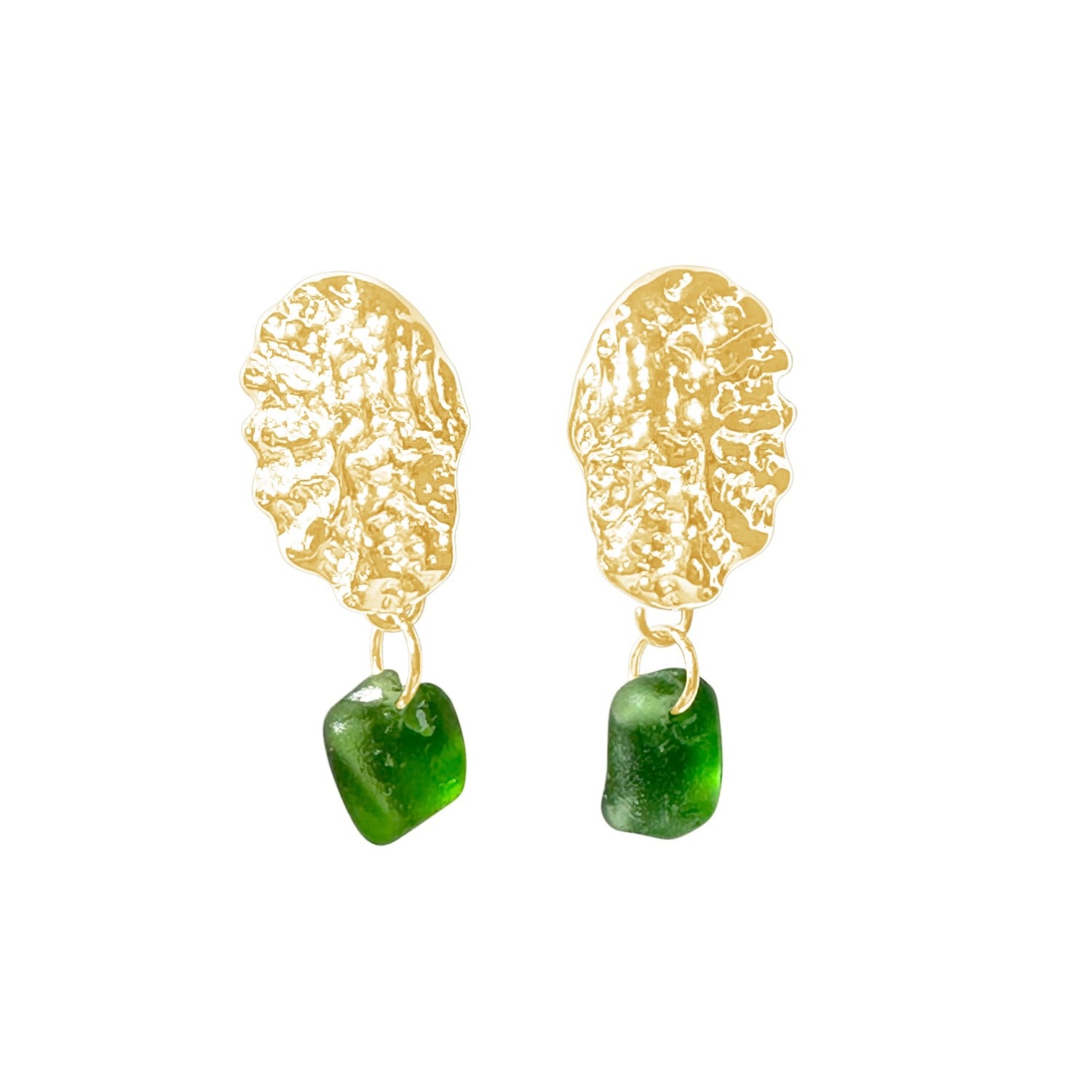 Glasstyk I/s Women's Sea Urchin Earrings Green Sea Glass