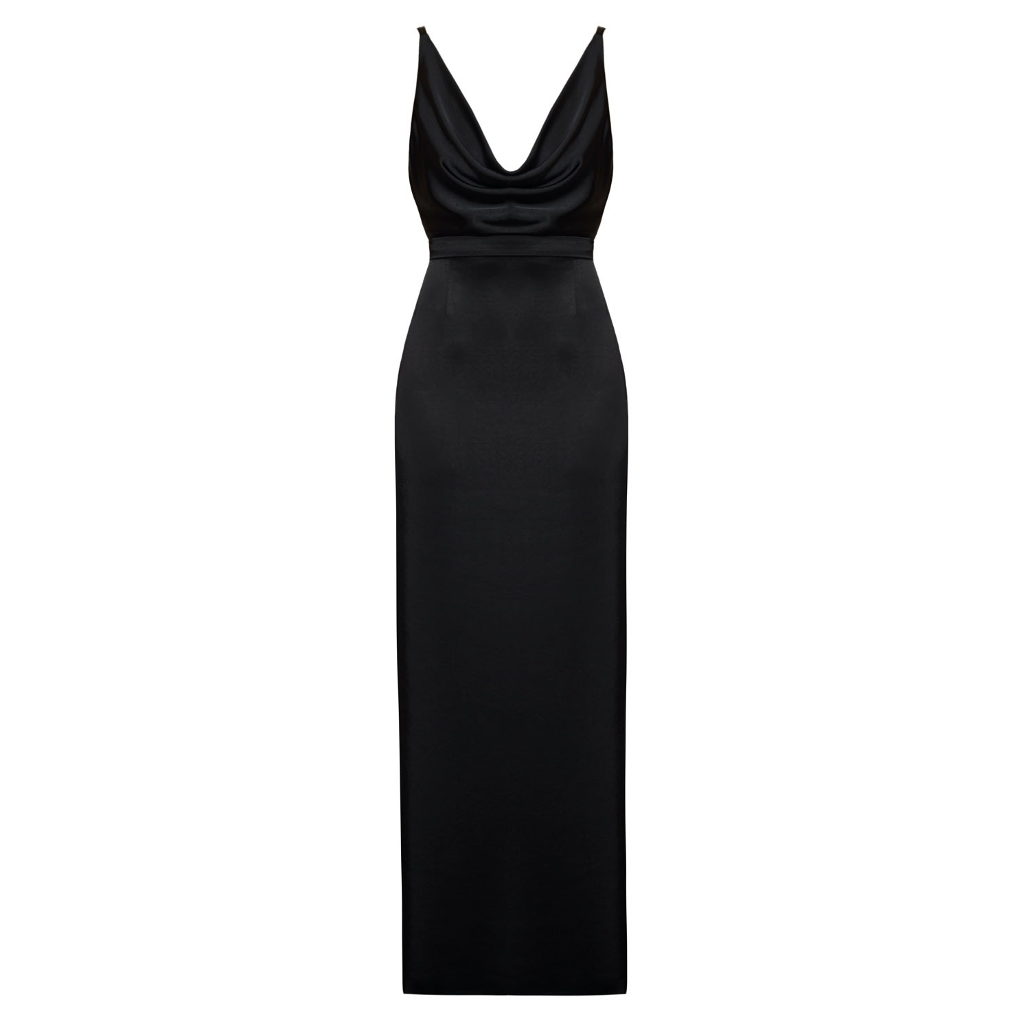 Undress Women's Amila Black Satin Open Back Long Dress