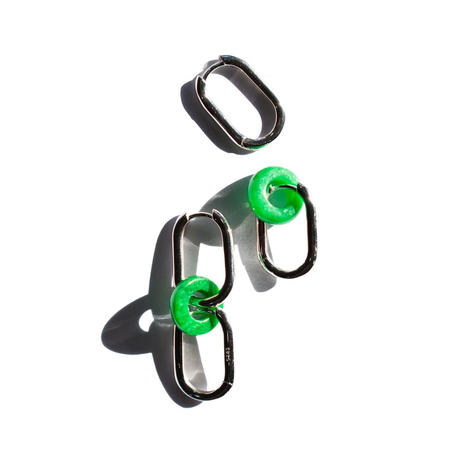 Seree Women's Della Convertible Link Jade Earrings - Silver Large In Silver
