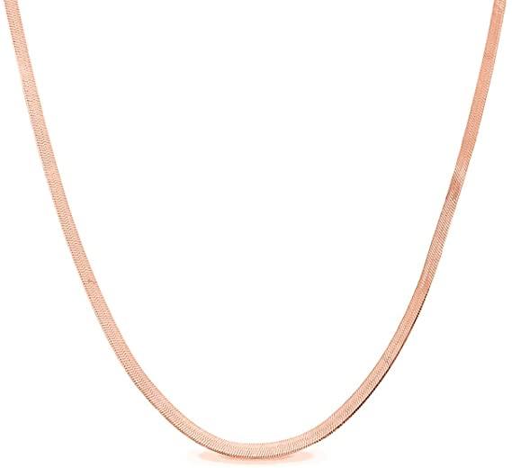 Women’s Large Herringbone Sterling Silver Flat Snake Chain - Rose Gold Spero London