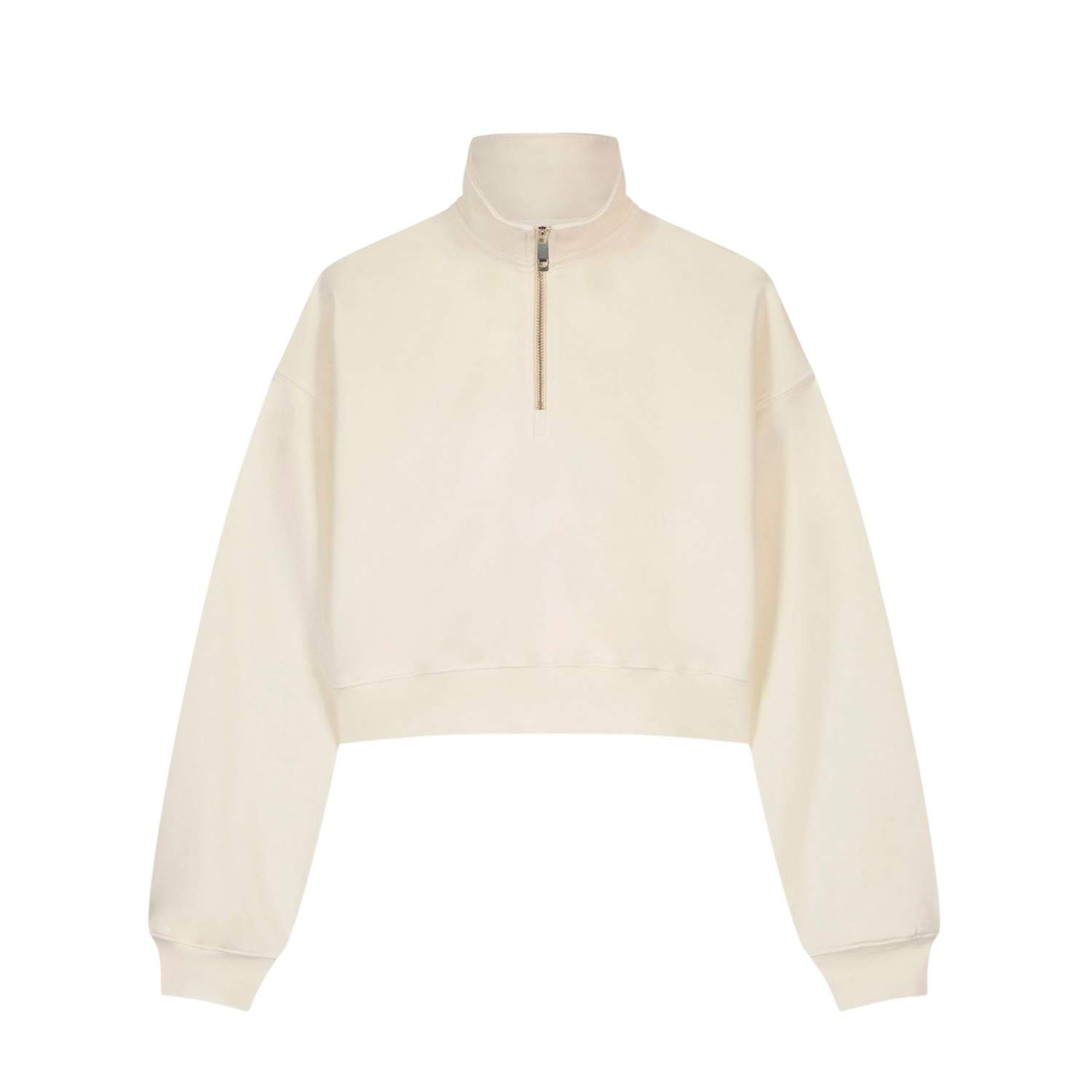 Women's Neutrals Runyon Cropped Quarter-Zip Sweatshirt In Cream | Extra Large | Veld