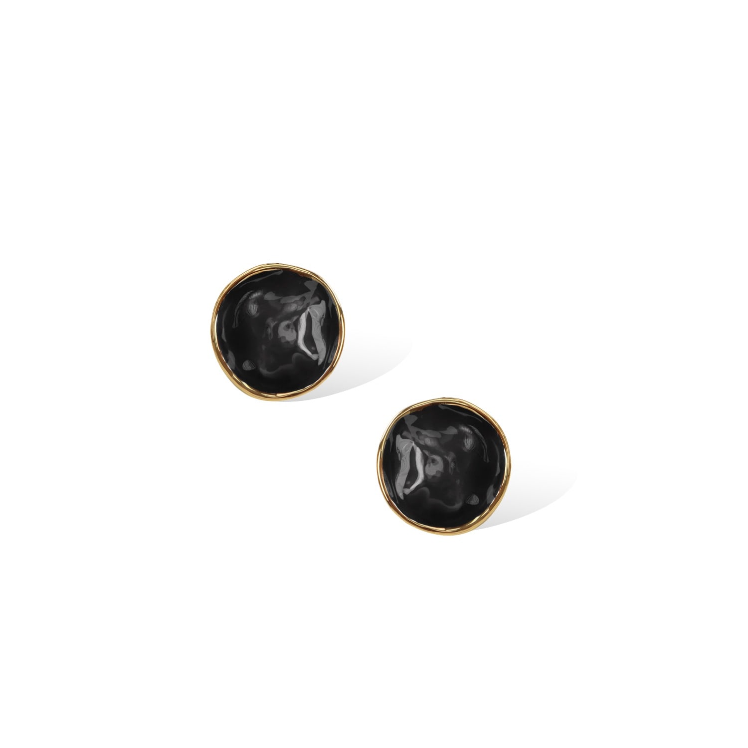 Retro Chic Women's Black / Gold Black Enamel Ripple Earrings