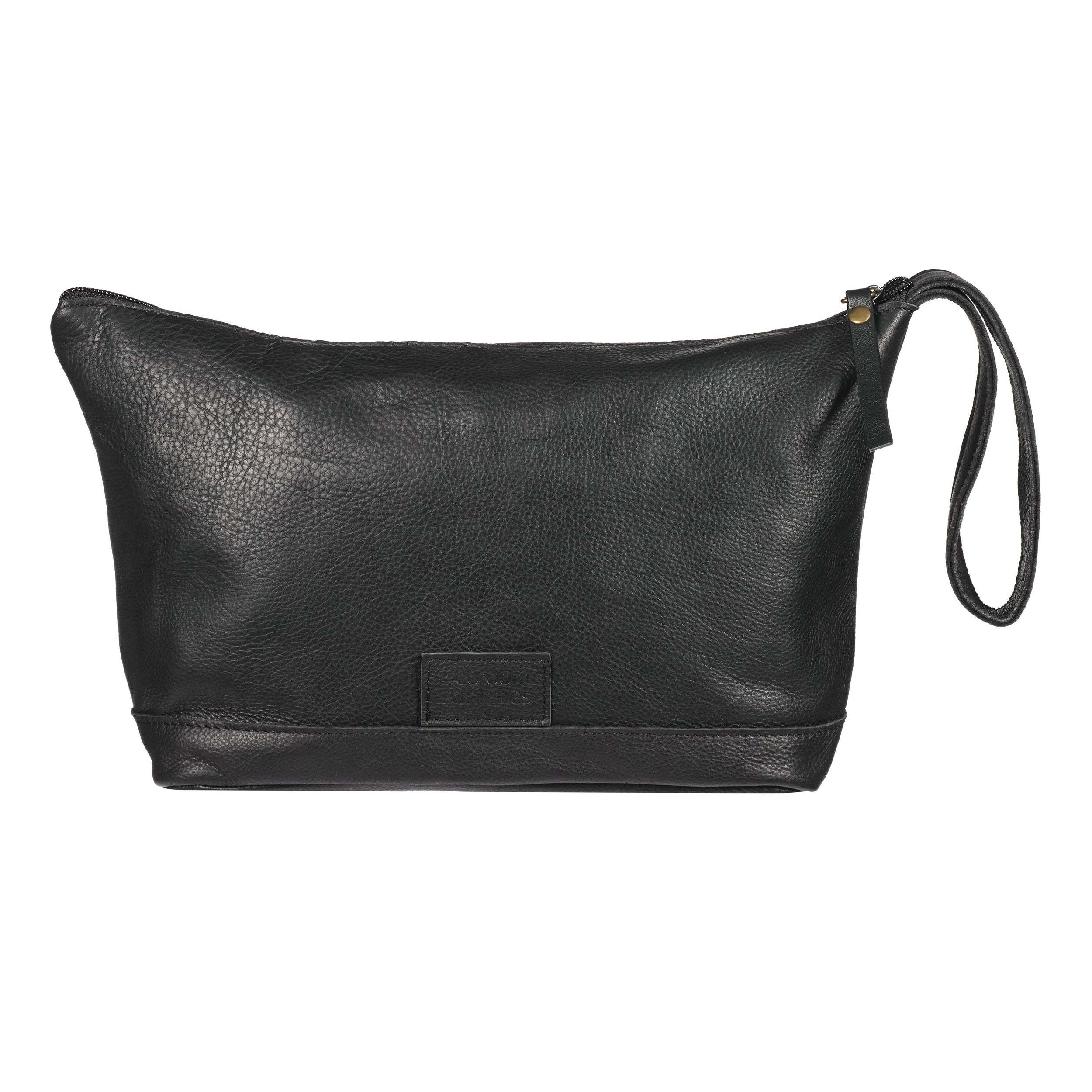 Men's Cannavaro Leather Wash Bag - Black | One Size | Bedroom Athletics