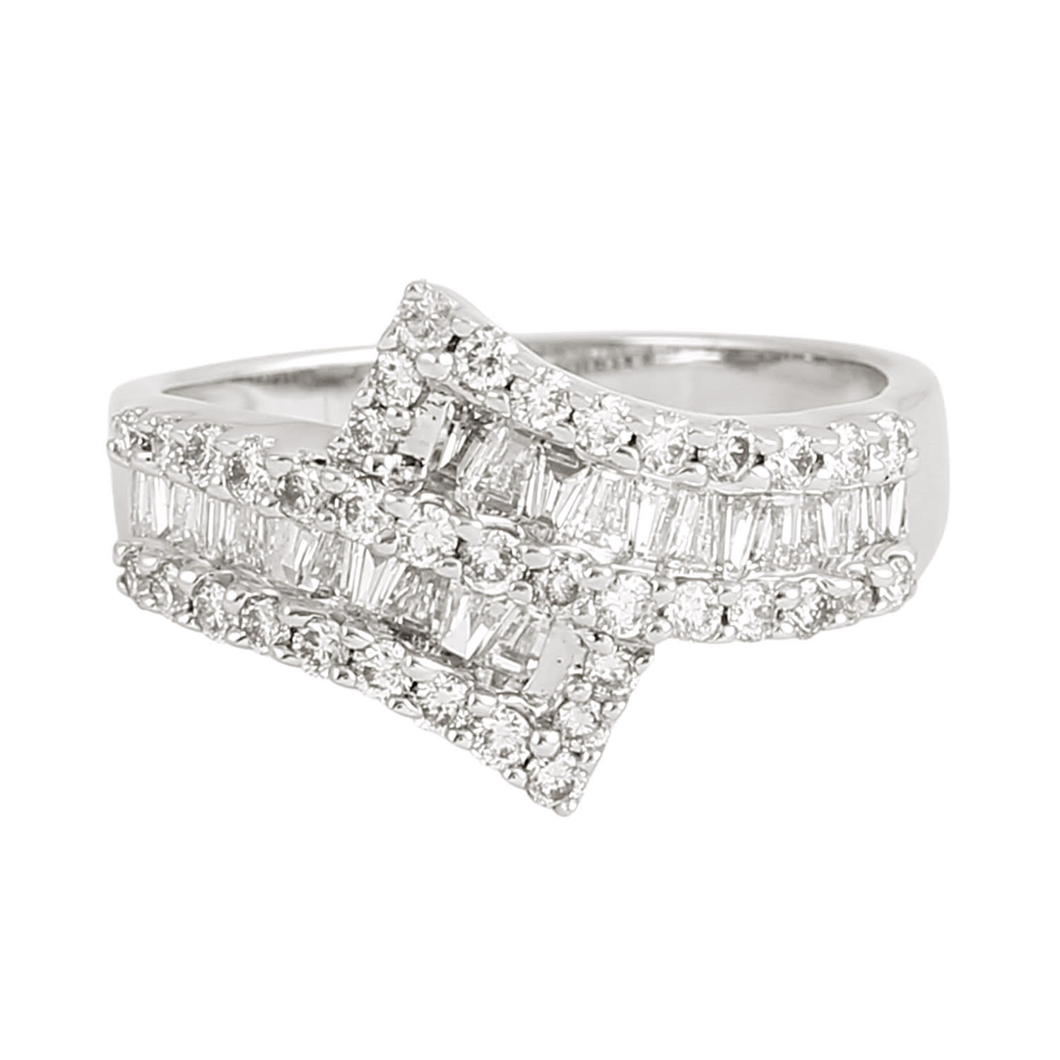 Artisan Women's Natural Baguette Cut Diamond Channel Set Band Ring In White Gold