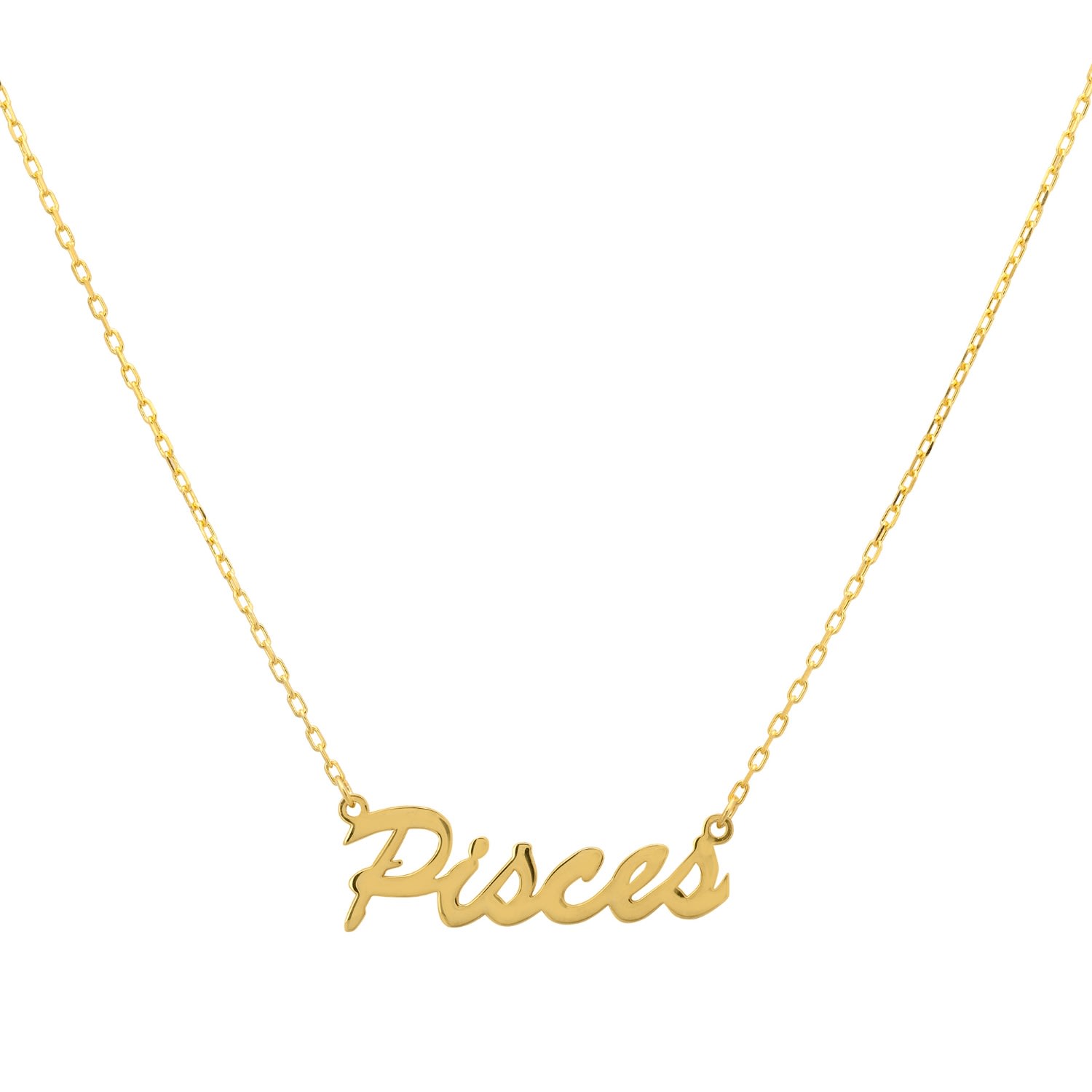 Women’s Zodiac Star Sign Name Necklace Gold Pisces Latelita